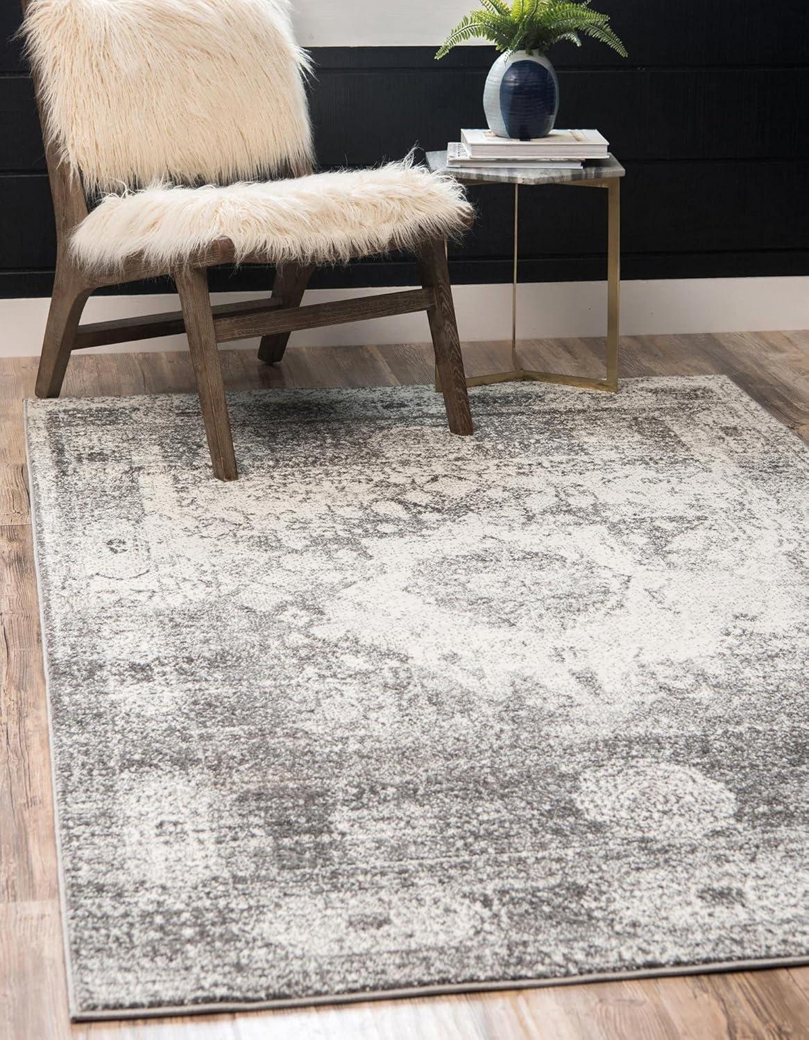 Unique Loom Rosso Collection Area Rug - Bellini (9'  x 12' 2" Rectangle Gray/Ivory)