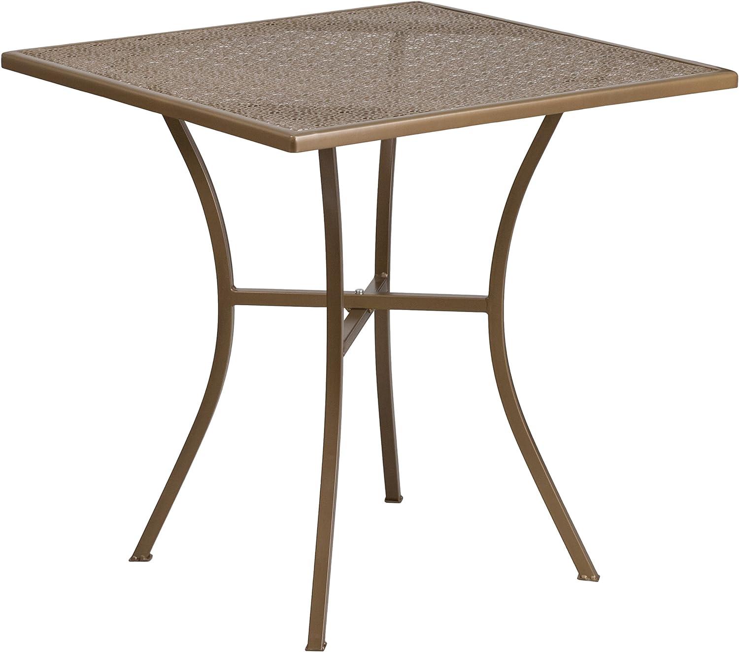 28" Square Gold Steel Indoor-Outdoor Designer Patio Bar Table