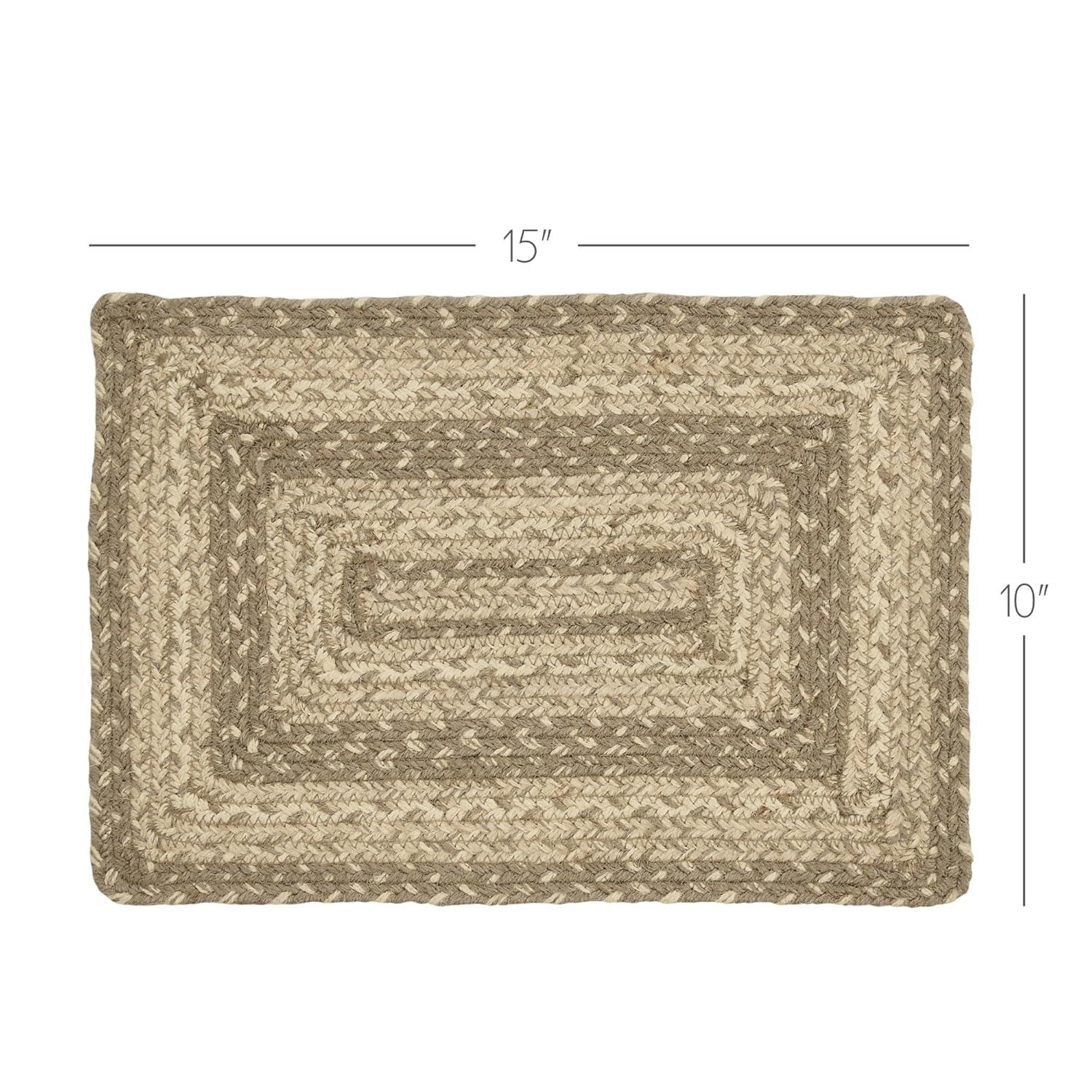 VHC Brands Farmhouse Cobblestone Table Placemat, Tan Grey White, Jute Blend, Rectangle, 10x15 Inches