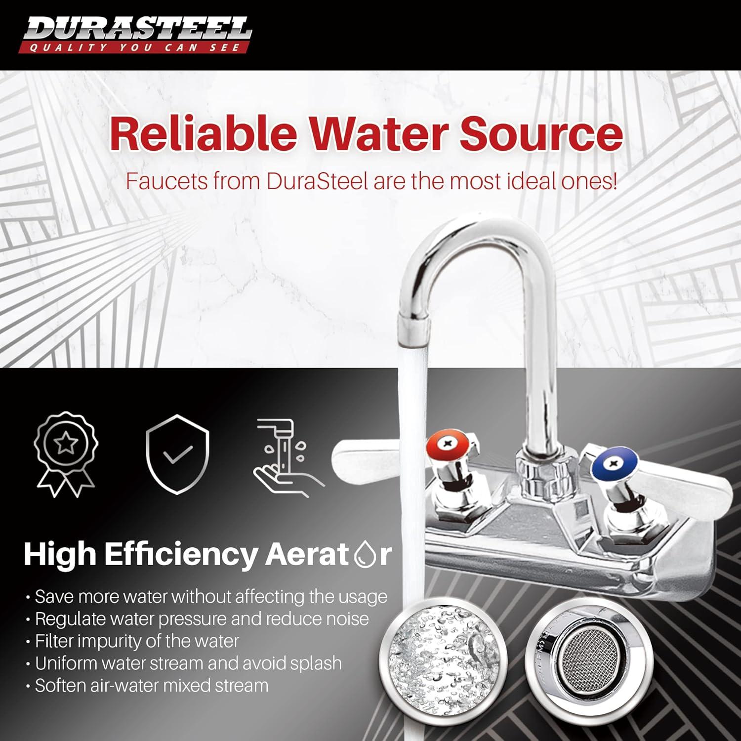 1/2" Gooseneck Spout Wall Mount Touch Kitchen Faucet with Dual Lever Handles