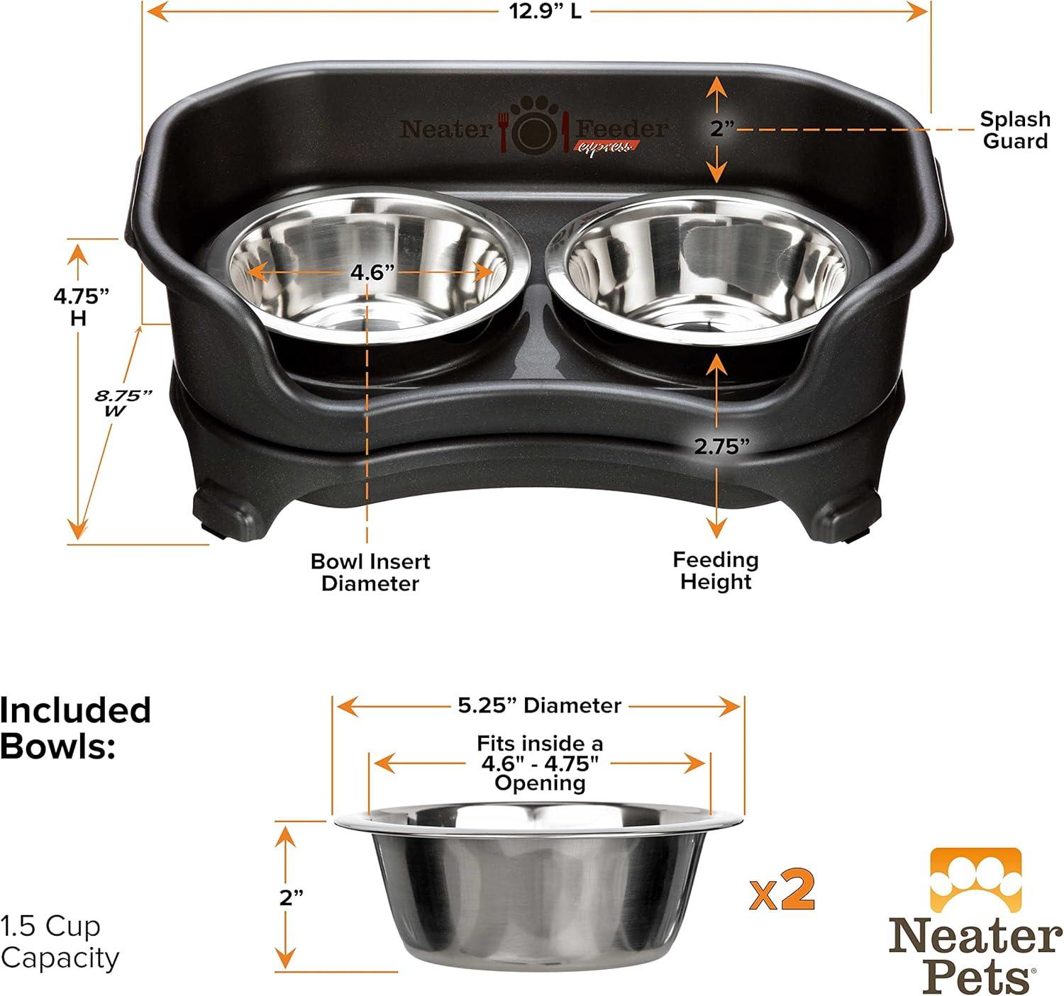 Neater Pets Neater Feeder Express Mess-Proof Elevated Food & Water Bowls for Small Dogs, Black