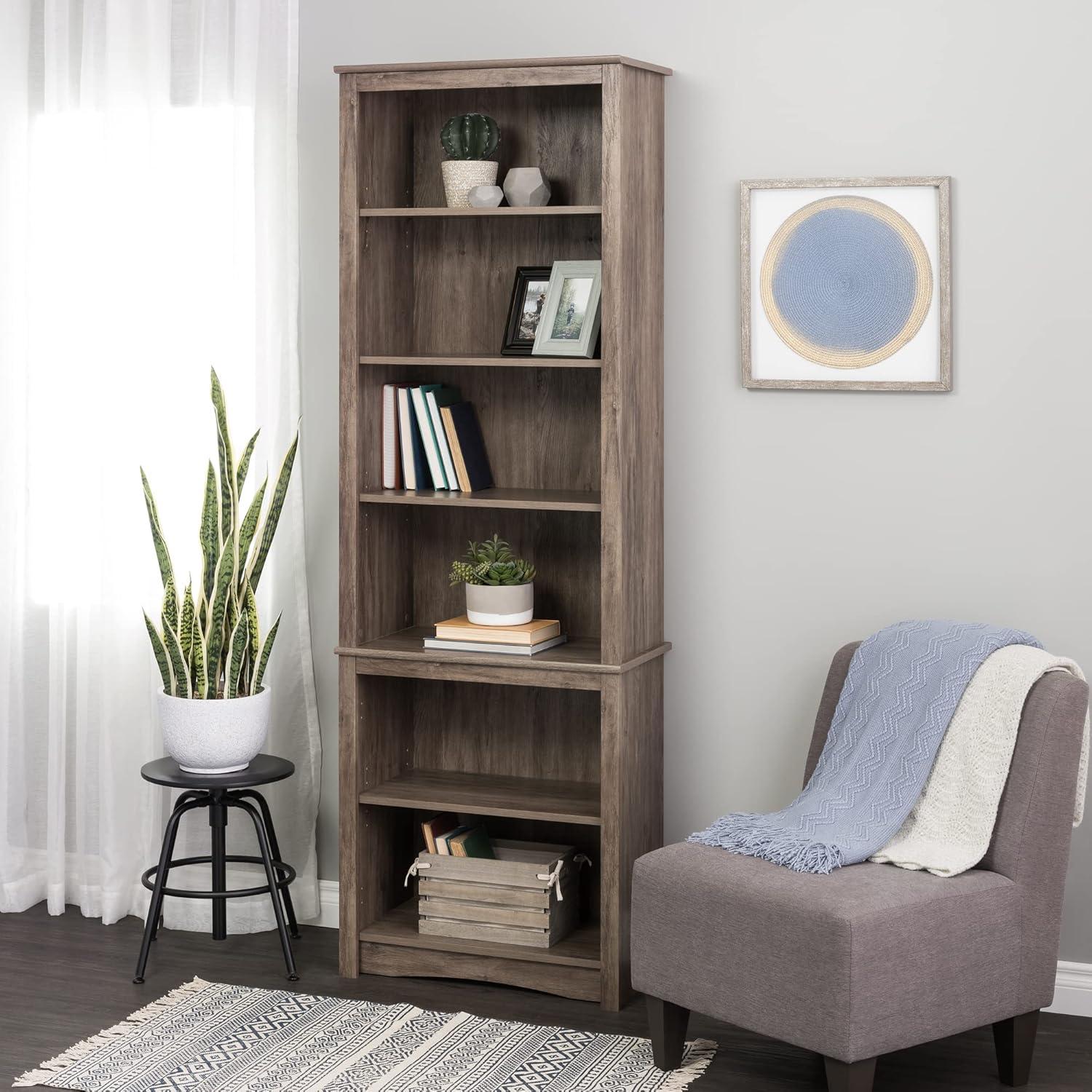 Drifted Gray Composite Transitional Tall 6-Shelf Bookcase