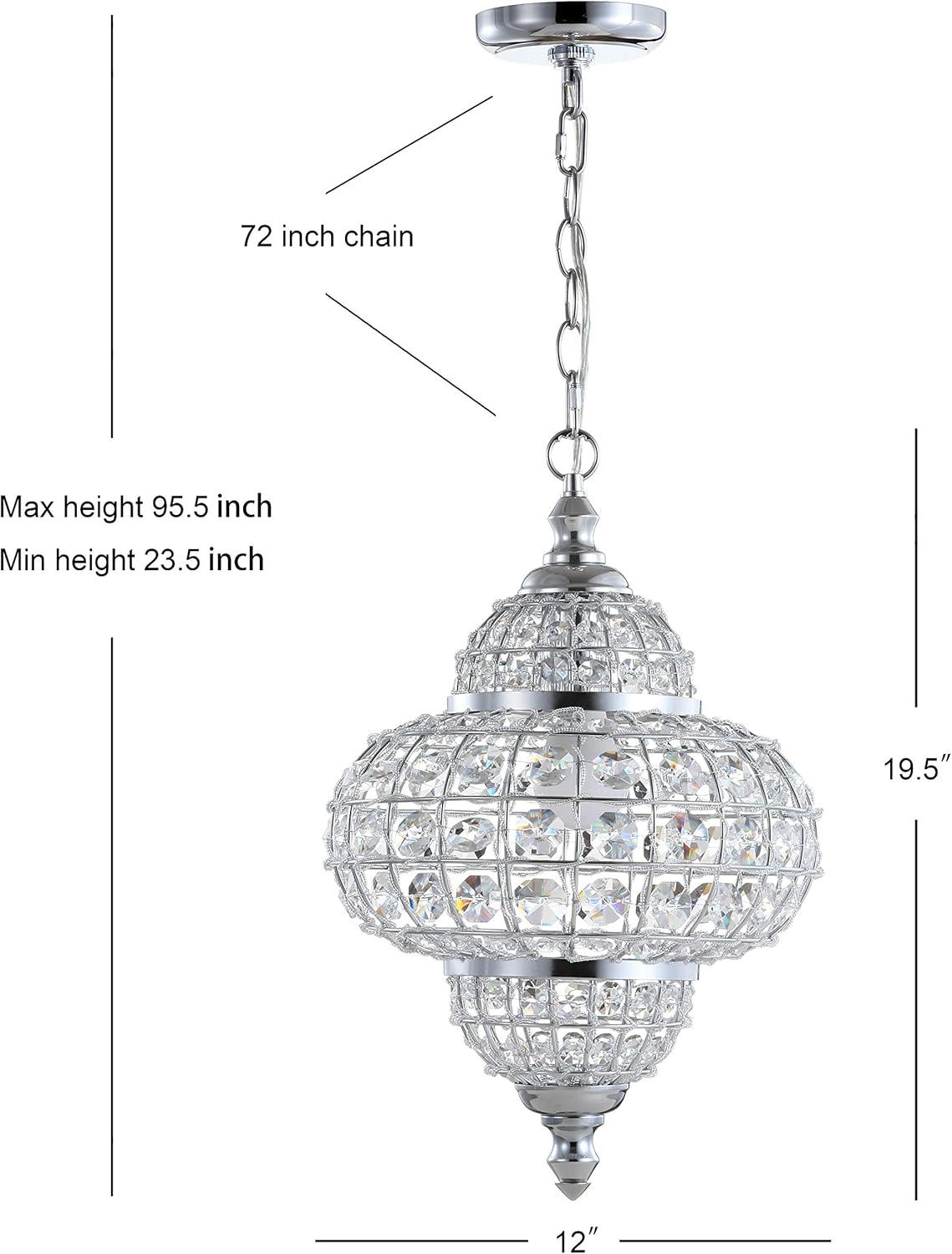 Juliette 12" Crystal/Metal LED Pendant Pendant, Chrome