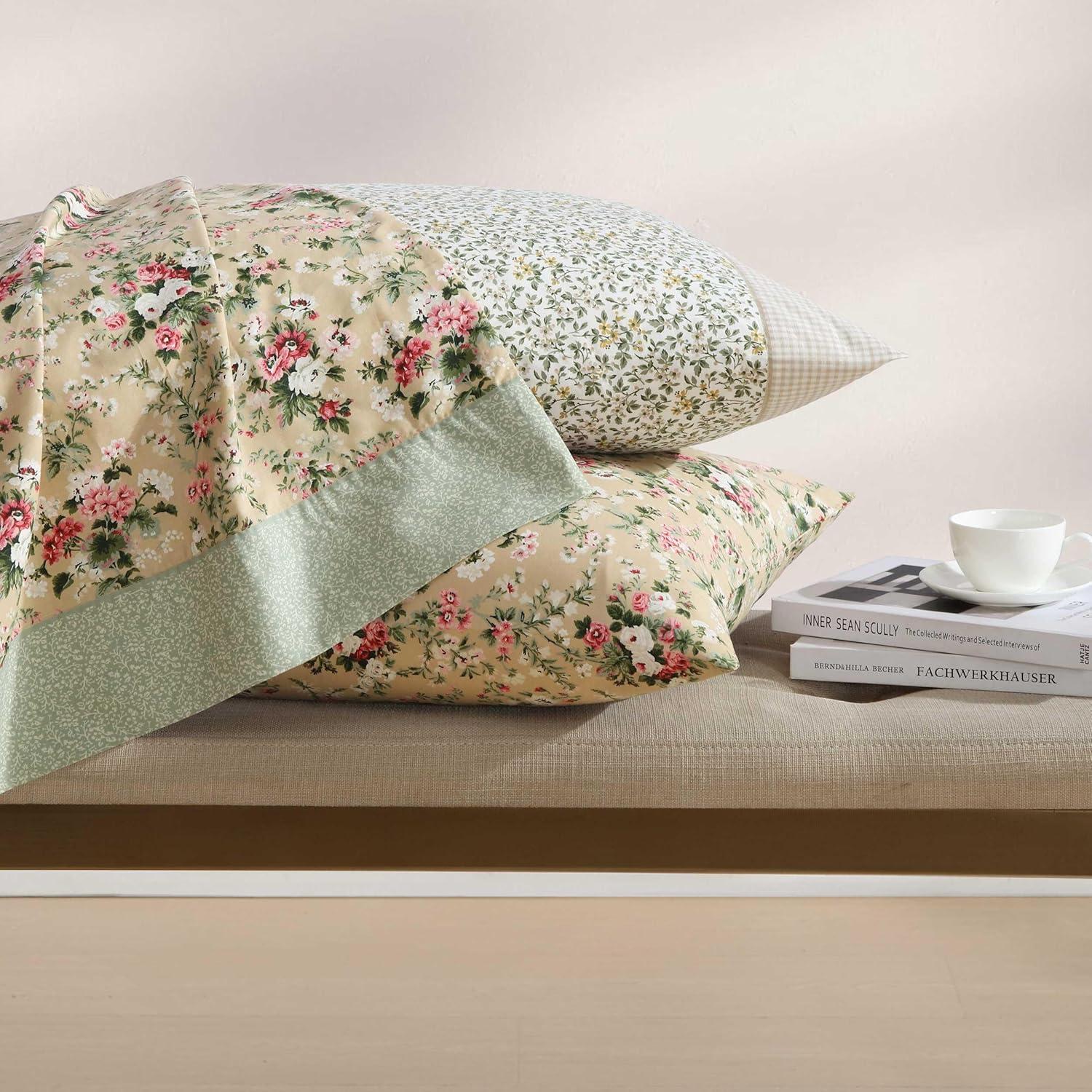 Tierney Twin Cotton Percale Floral Print Sheet Set