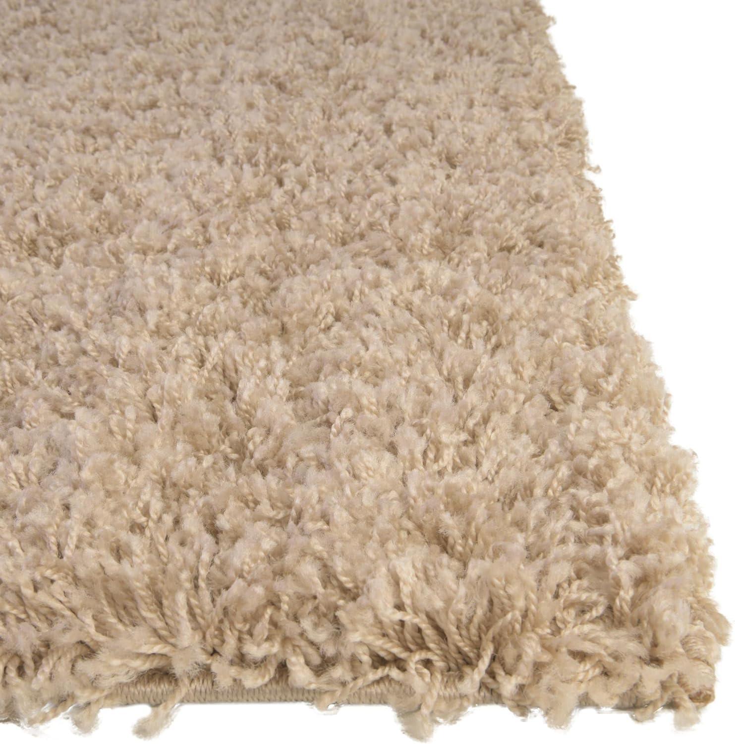 Rugs.com Solid Shag Collection Rug – 5' x 8' Taupe Shag Rug Perfect For Bedrooms, Dining Rooms, Living Rooms