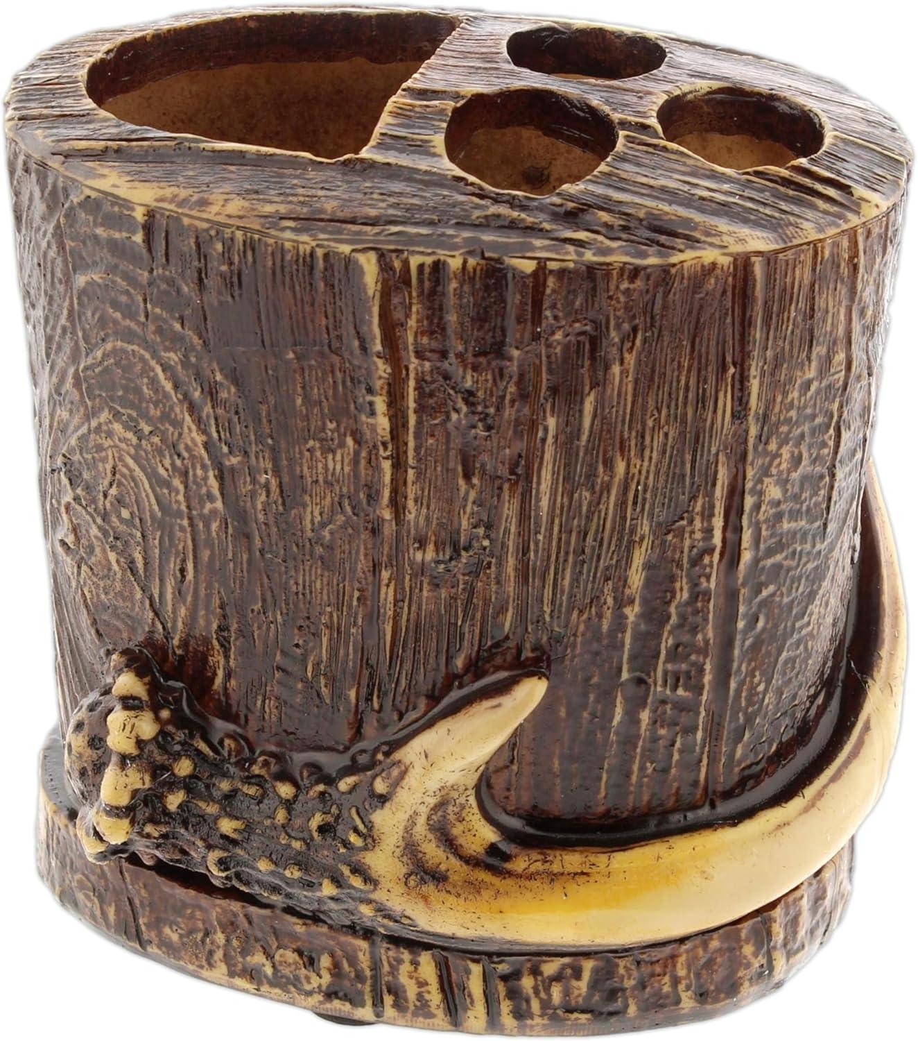 Paseo Road by HiEnd Accents Brown Resin Antler Rustic Cabin Lodge Toothbrush Holder
