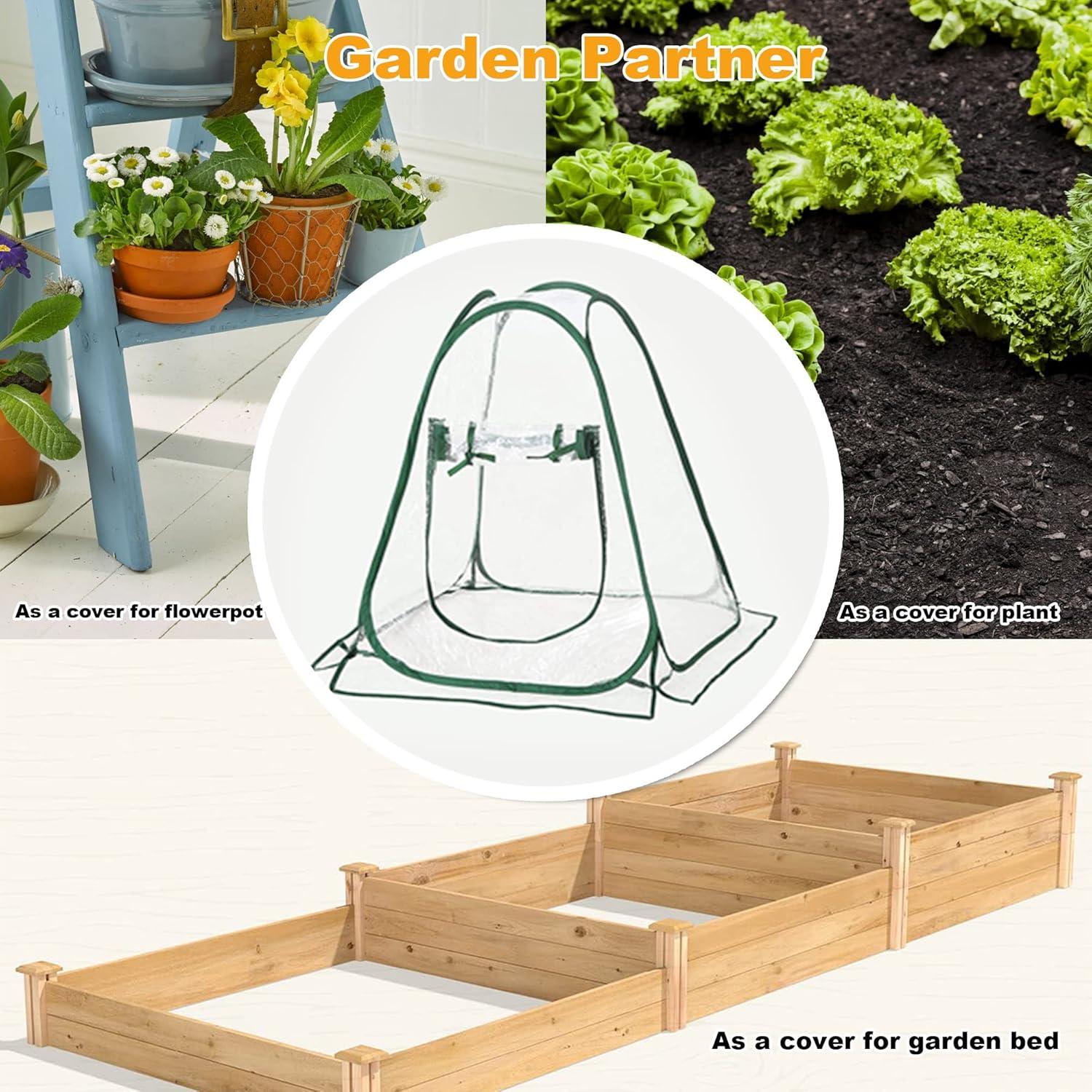 Easy Set-up Mini Greenhouse Pack of 2 Mini Pop up Flower House Backard Garden Plant Cover for Cold Forst Protection PVC Sunshine Room with Stakes and Carrybag (27" L x 27" W x 31" H)