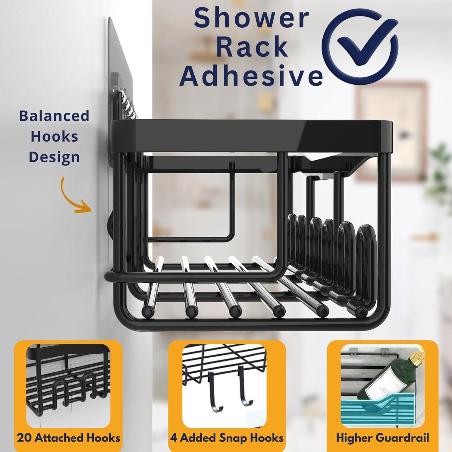 5 Pack Shower Caddy Rustproof Stainless Steel Bathroom Shower Organizer Wall-Mounted Shower Shelves for Convenient Storage