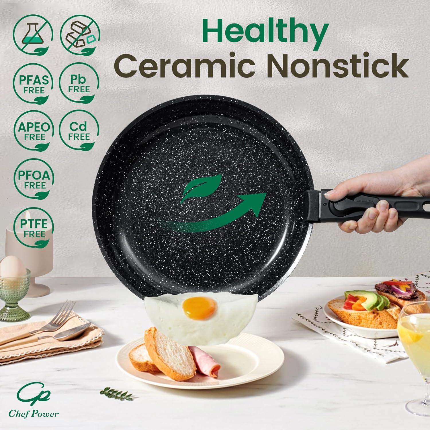 Rock Stone Black 19-Piece Nonstick Stainless Steel Cookware Set
