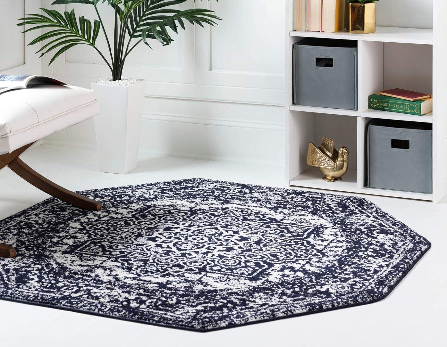 Unique Loom 5' 3 x 5' 3 Octagon Navy Blue Richmond Medallion Area Rug