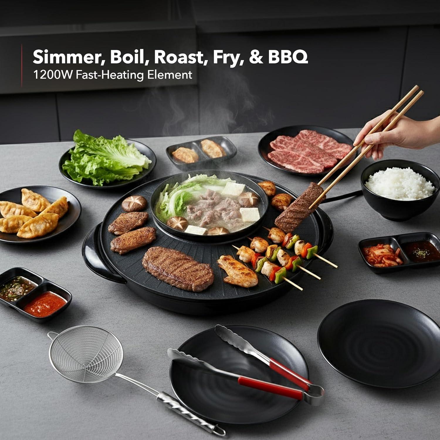 Ovente OVENTE 2-in-1 Hot Pot and Grill Combo