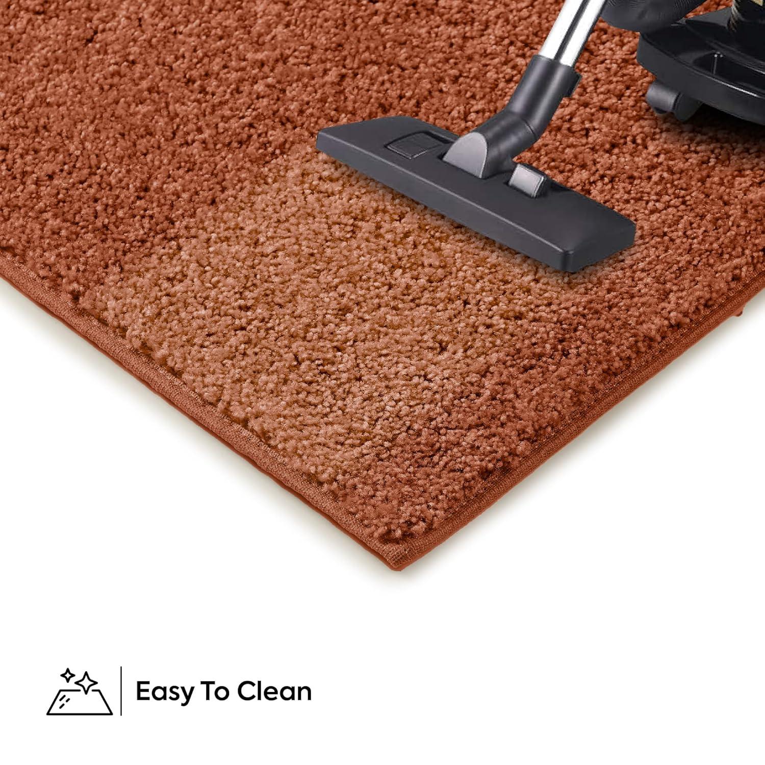 Furnish My Place Modern Plush Pet and Kids Friendly Solid Color Rust Area Rugs, Stain & Fade Resistance, Made in USA, Perfect for Living Room, Dining Room, Bedroom, Playroom and Kidsroom, Event, Wedding Rug