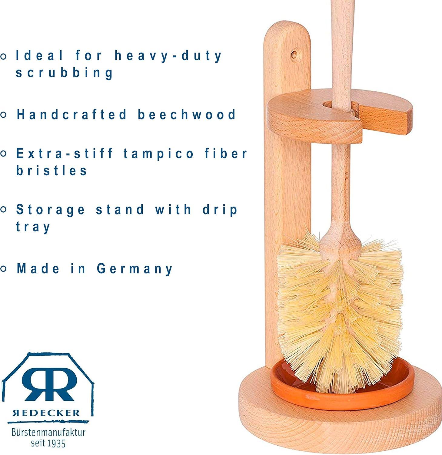 Oiled Beechwood Toilet Brush Stand with Tampico Fiber Brush