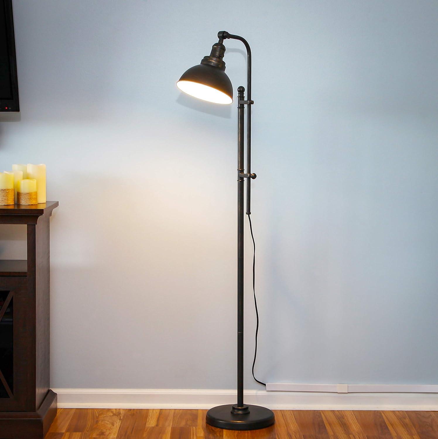 Dylan 65.5 in. Height Adjustable LED Floor Lamp with Metal Bowl Shade