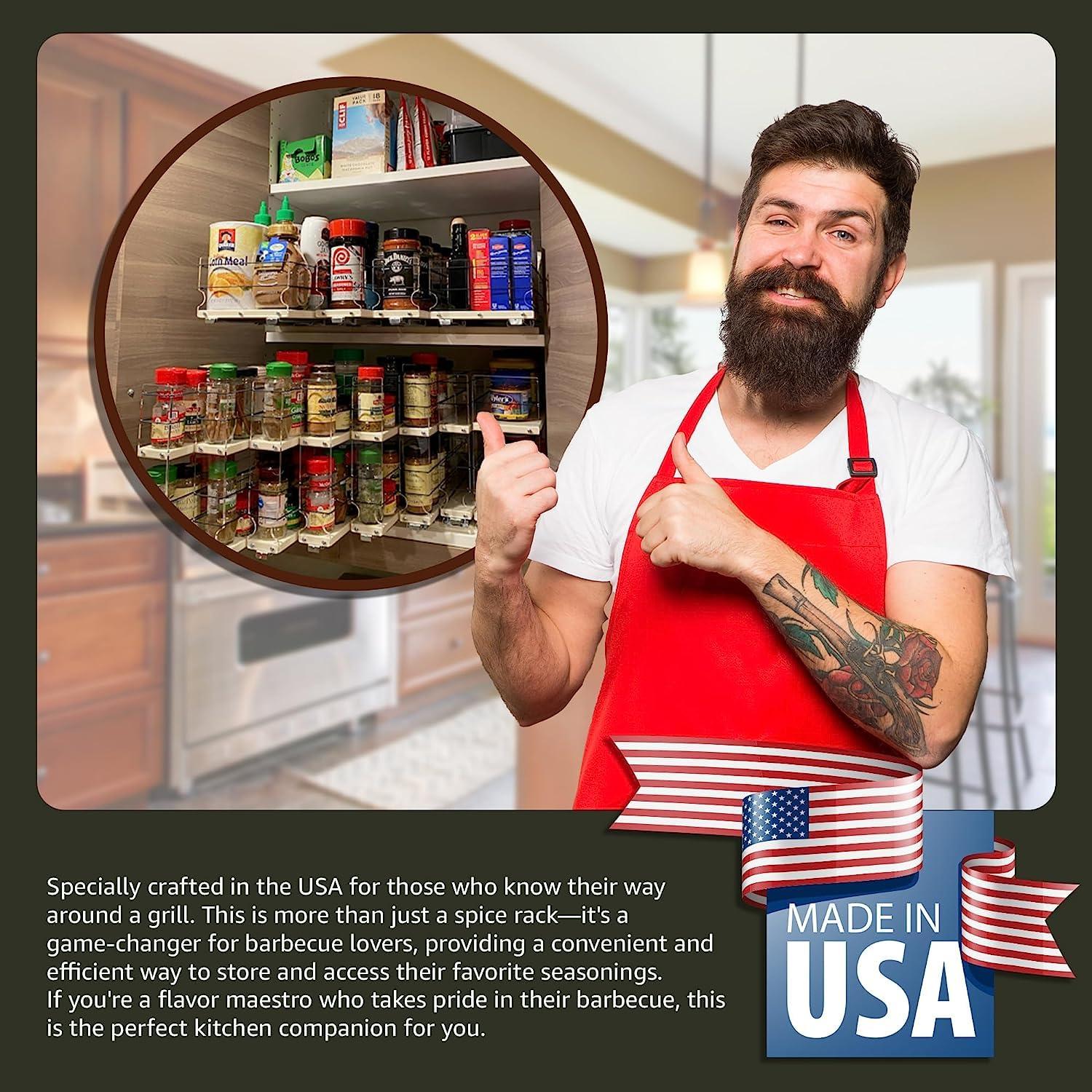 Large Container 3.25" Wide Drawer 2 Tier Spice Rack with Flex-Sides Best Fit in 12" High Space
