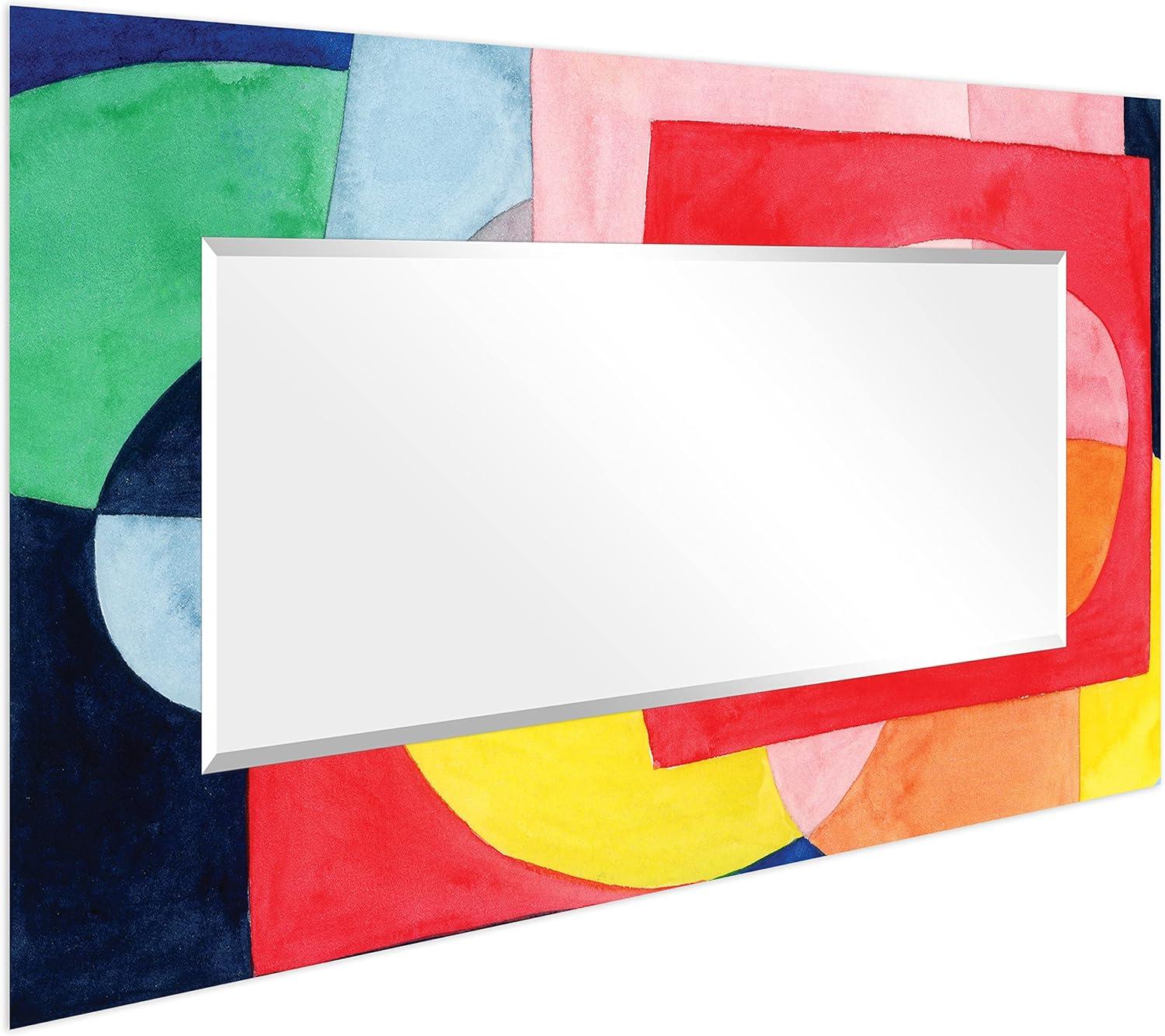 Colorful Abstract Rectangular Frameless Wall Mirror, 72" x 36"