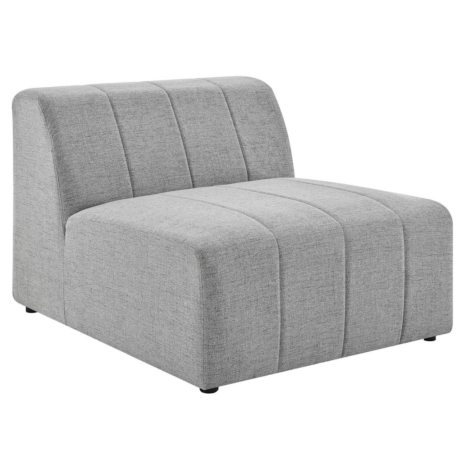 Modway Bartlett Polyester Fabric Upholstered Armless Chair in Light Gray