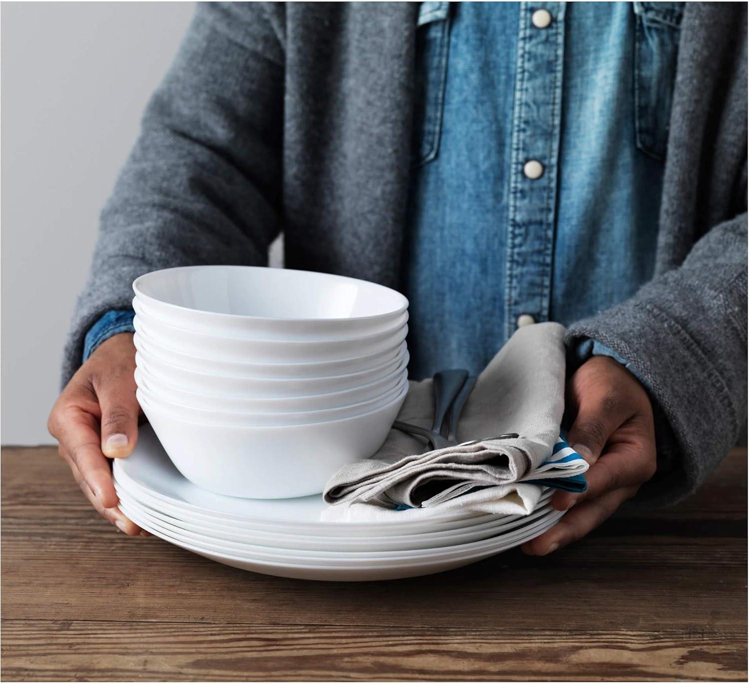 Elegant White Tempered Glass Serving Bowls Set of 6