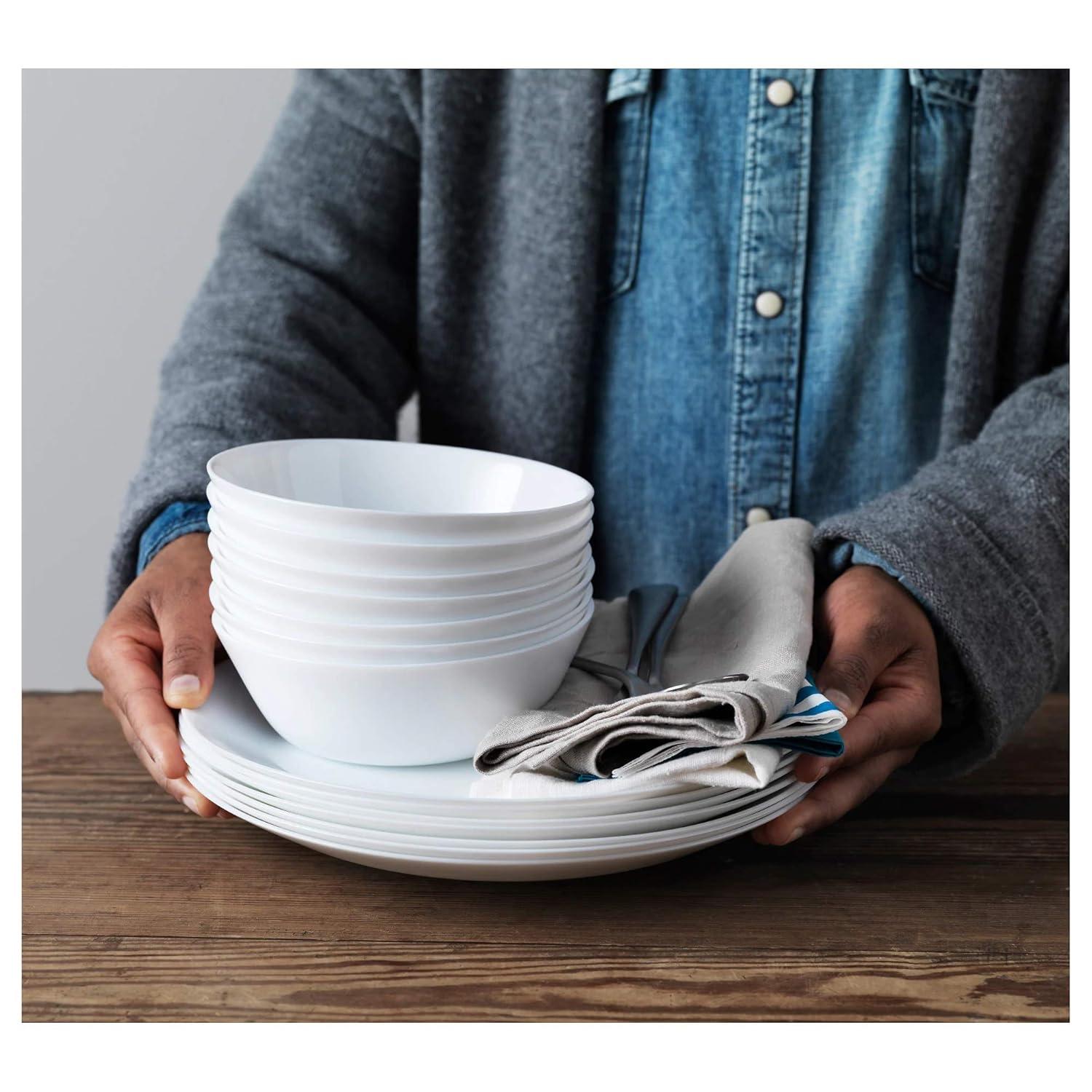 Elegant White Tempered Glass Serving Bowls Set of 6