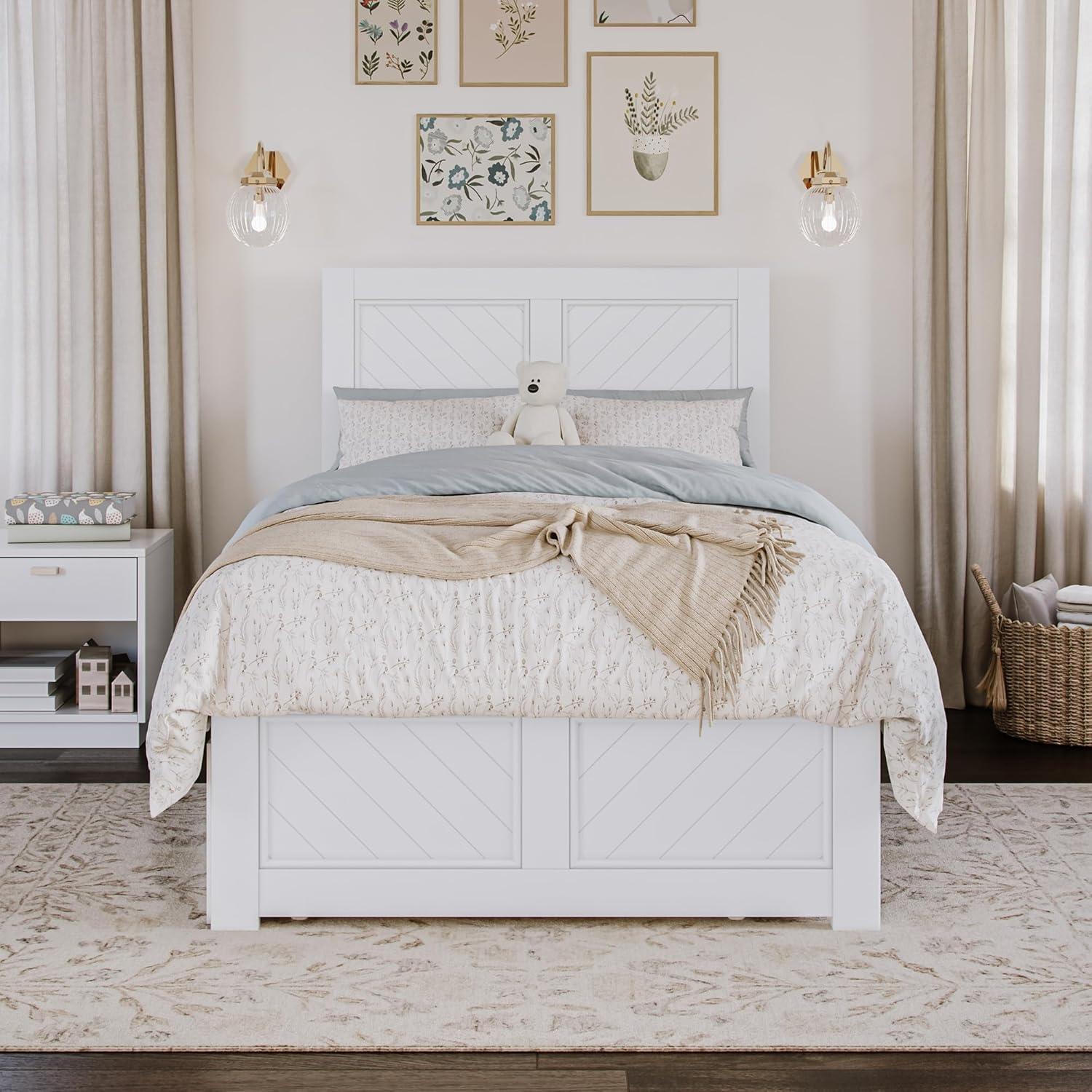 AFI Canyon Walnut Solid Wood Platform Bed with Matching Footboard & Twin-XL Trundle, King