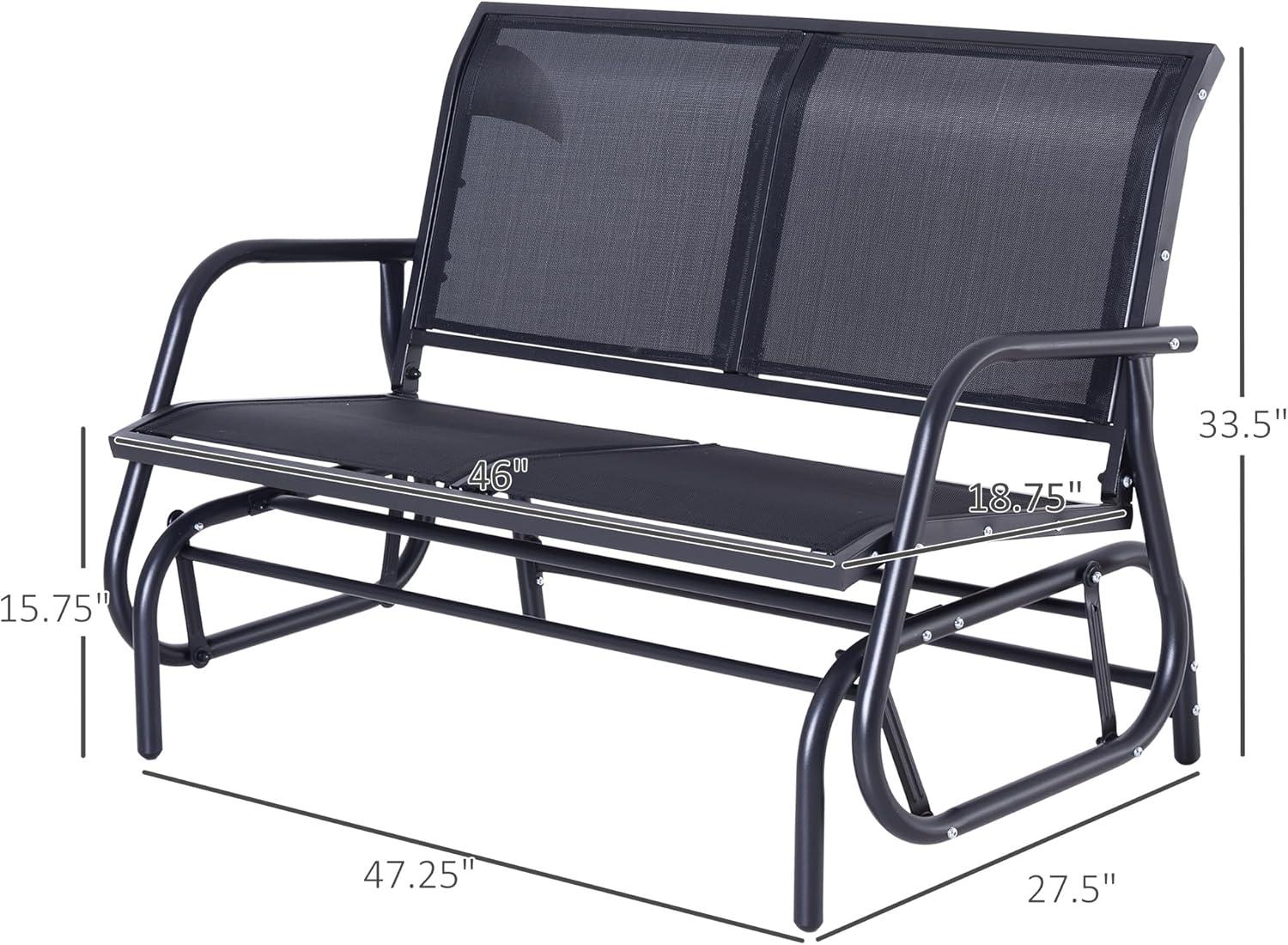 Outsunny 2-Person Outdoor Glider Bench, Patio Double Swing Rocking Chair Loveseat w/Powder Coated Steel Frame for Backyard Garden