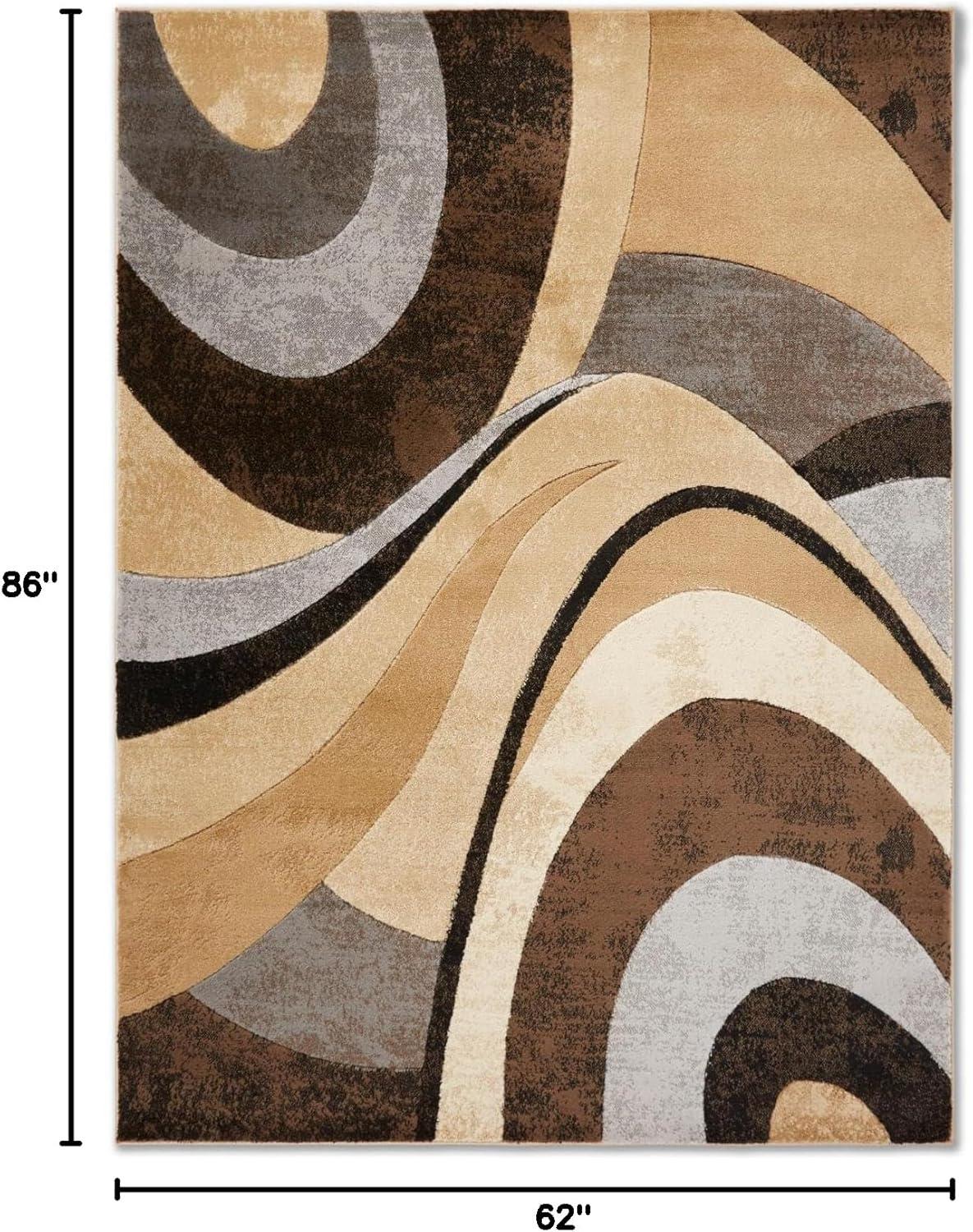 Home Dynamix Slade Contemporary Abstract Area Rug, Brown/Grey, 3 Piece Set