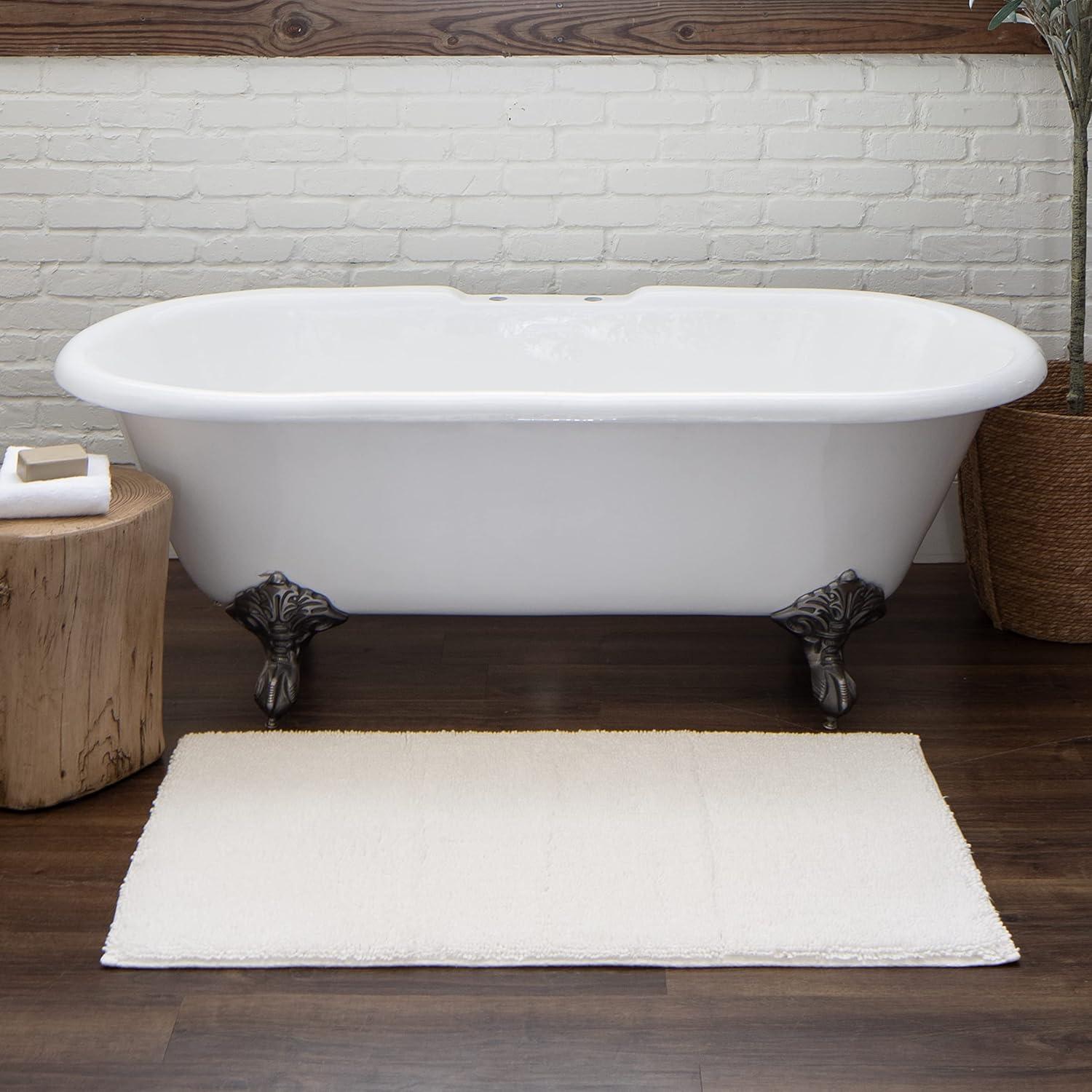 Mohawk Home Classic Cotton Plush Stain/Fade Resistant Non-Slip Washable Bath Mat, White, 2' X 5'