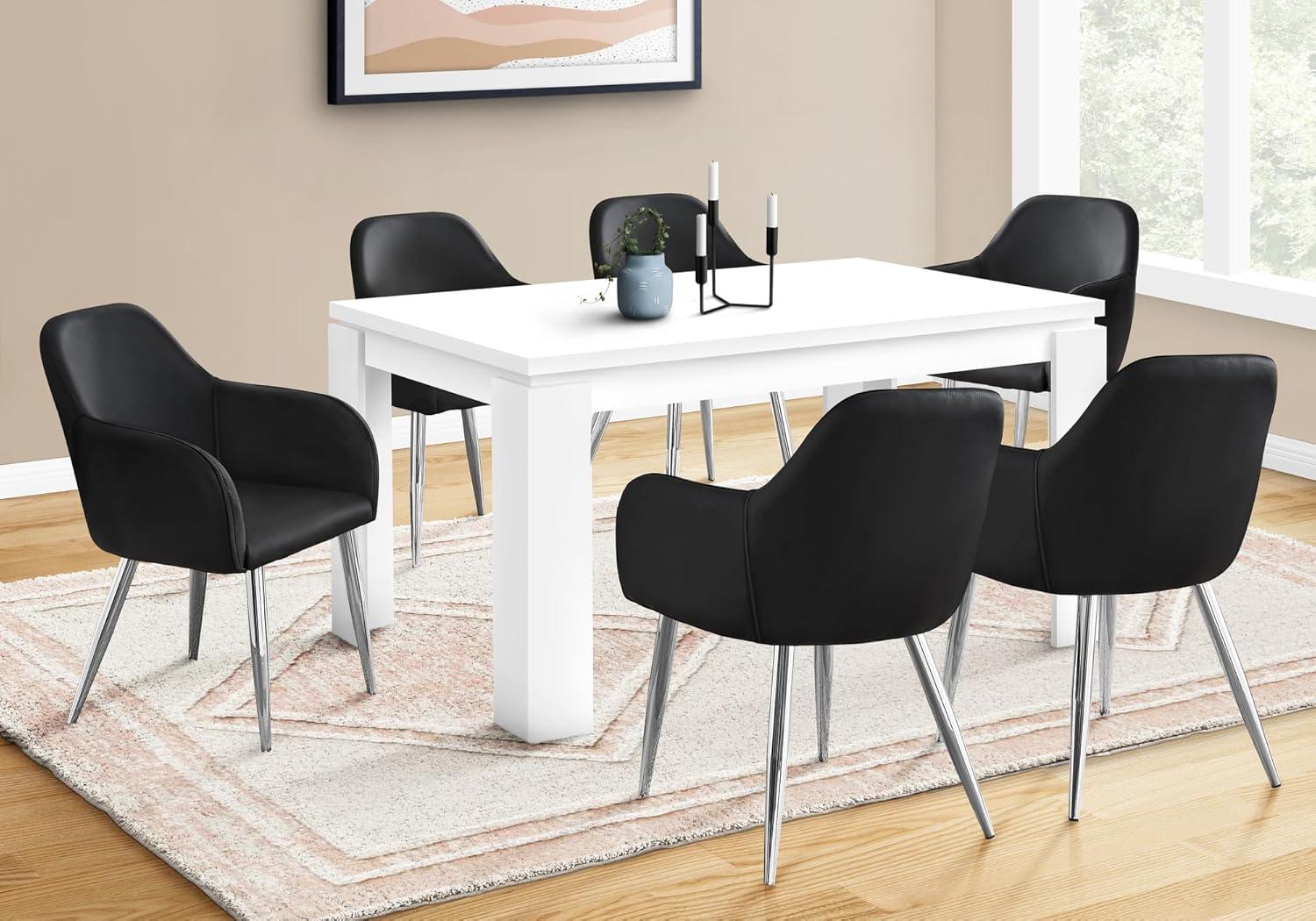 Monarch Specialties Dining Table 60" Rectangular Kitchen Dining Room White Laminate Contemporary Modern