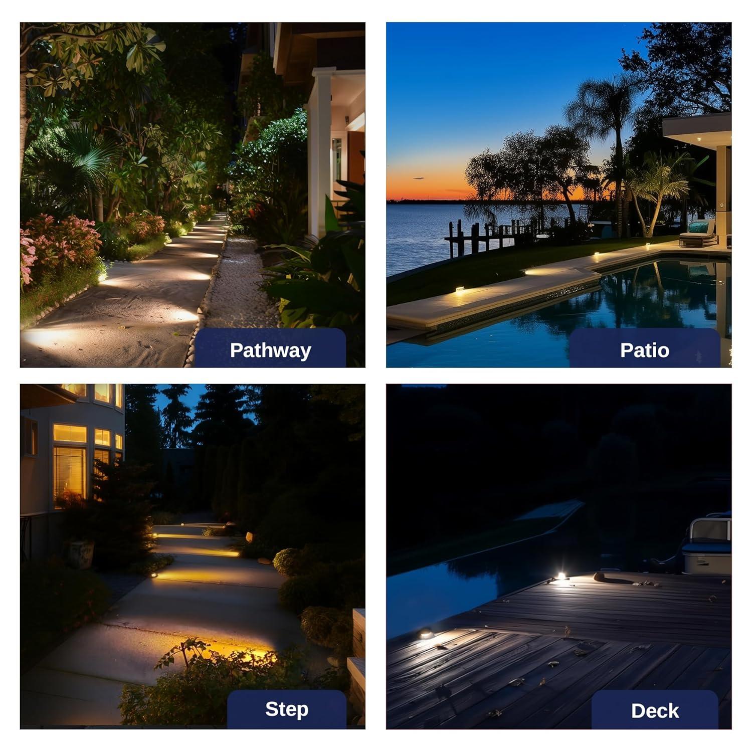 Gardenreet Brass Well Lights Landscape Led In Ground,12V LED Low Voltage Landscape Lighting Well Lights for Garden, Pathway Without MR16 Bulb(One-Direction Turret)