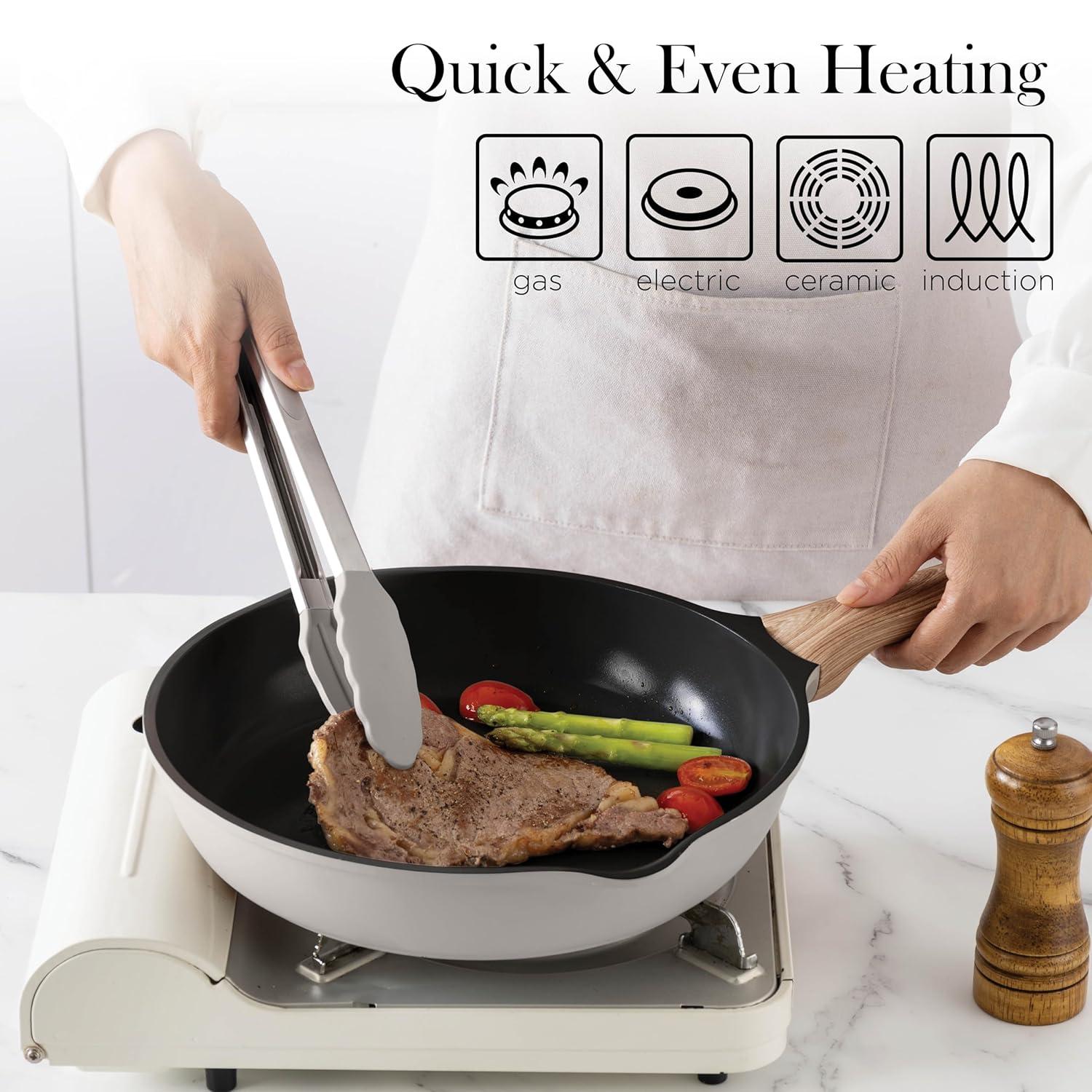 14-Piece Gray Nonstick Cast Aluminum Cookware Set with Bakelite Handles