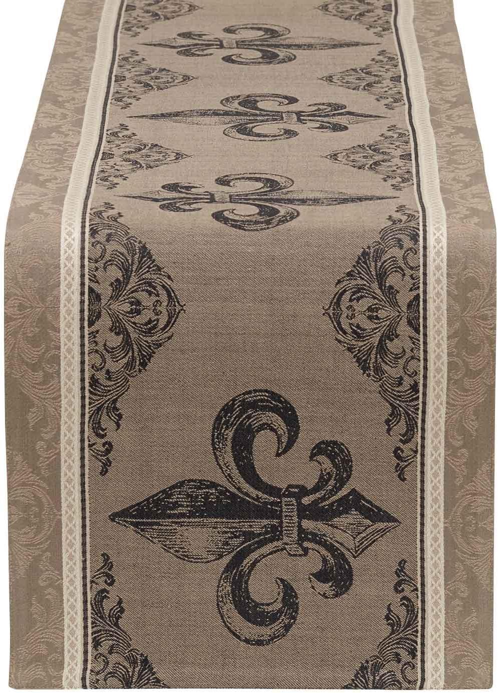 Design Imports Fleur De Lis Stripe Jacquard Table Runner - 14 x 72"