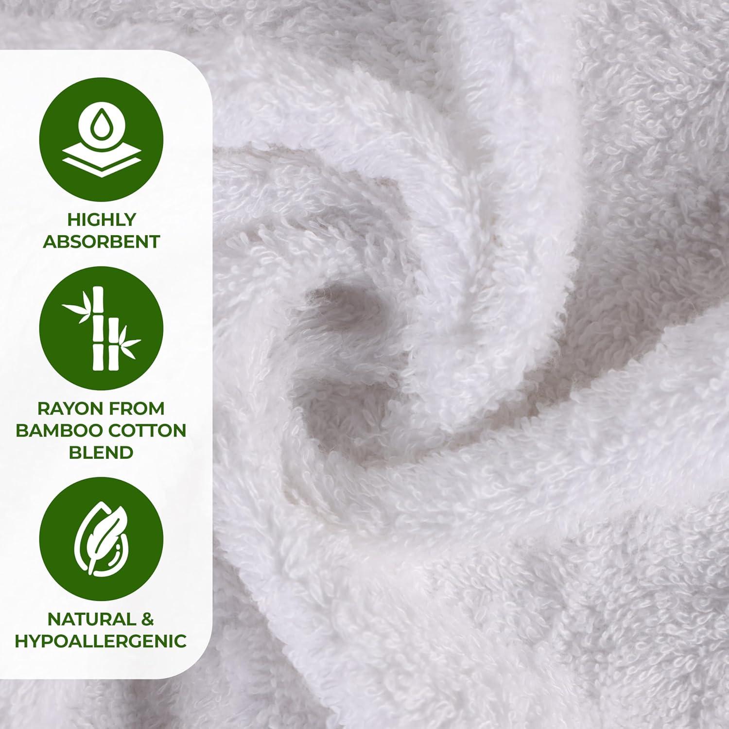 Superior Rayon from Bamboo Soft Modern 6-Piece Towel Set, White
