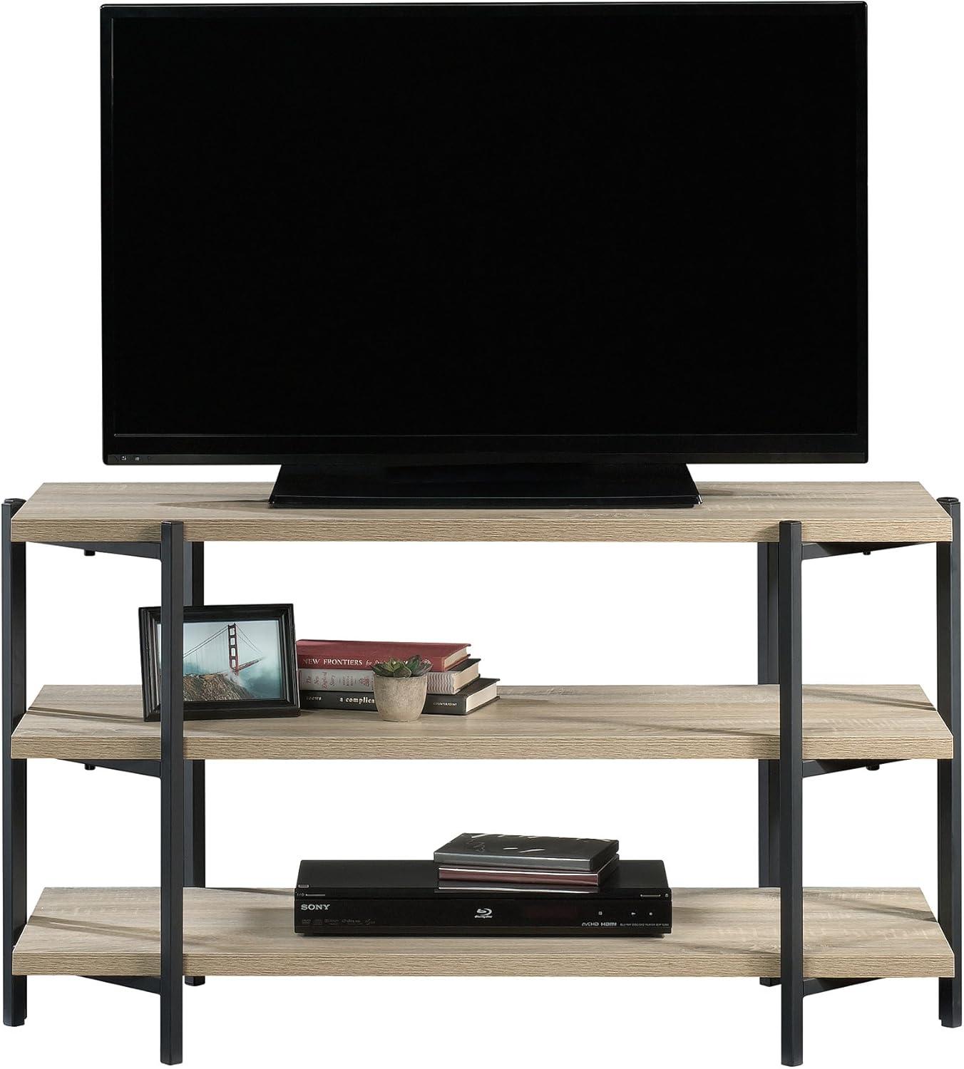 North Avenue TV Stand for TVs up to 42" Dark Brown - Sauder: Rustic Oak Console, 2 Shelves, Metal Frame