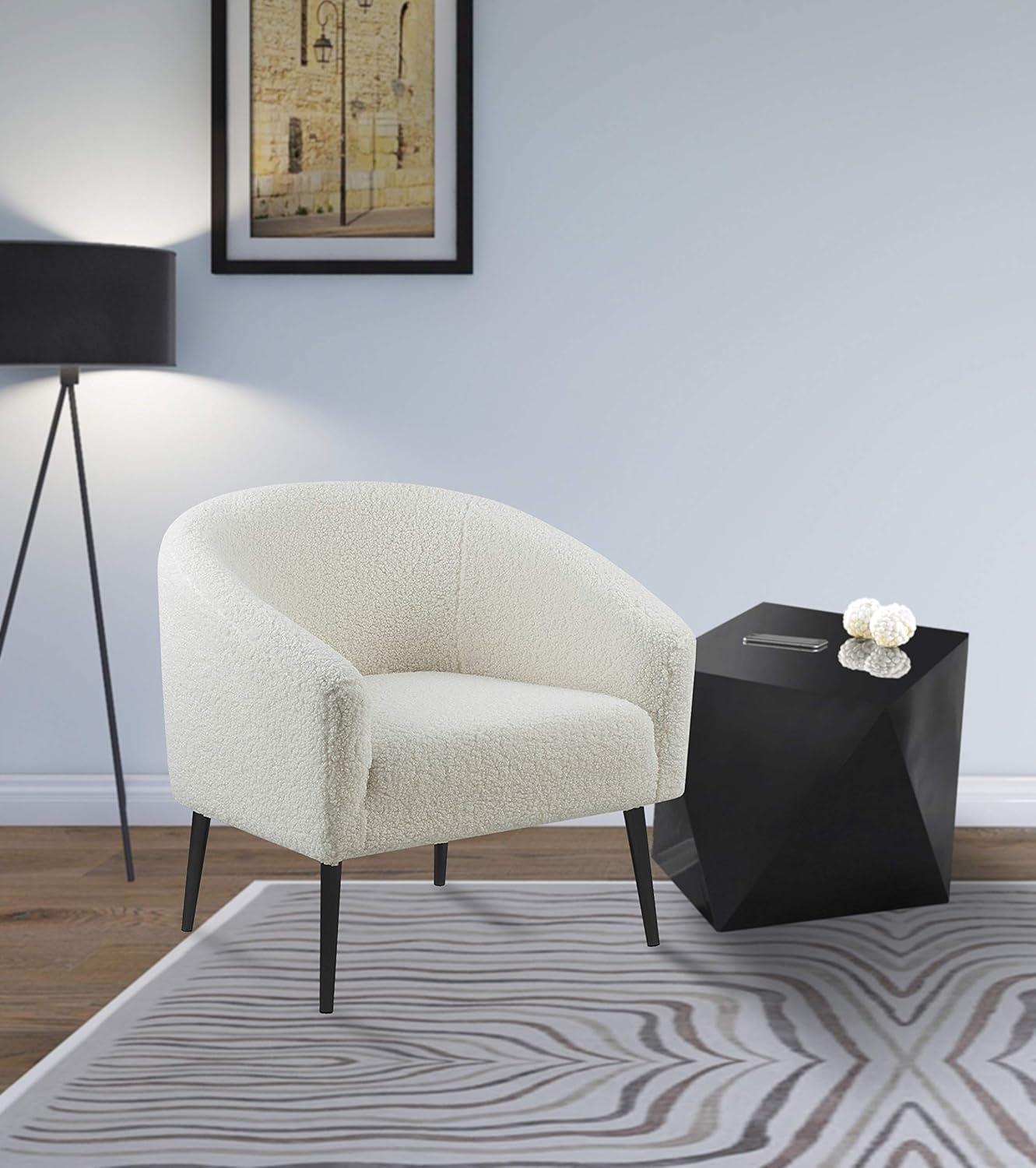 Meridian Furniture Barlow Faux Sheepskin Fur Accent Chair with Gold Legs
