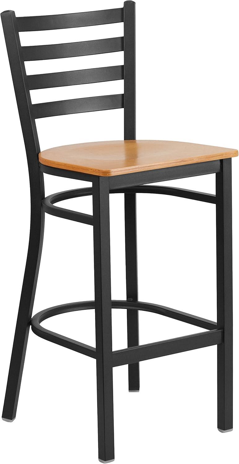 Flash Furniture Black Ladder Back Metal Restaurant Barstool