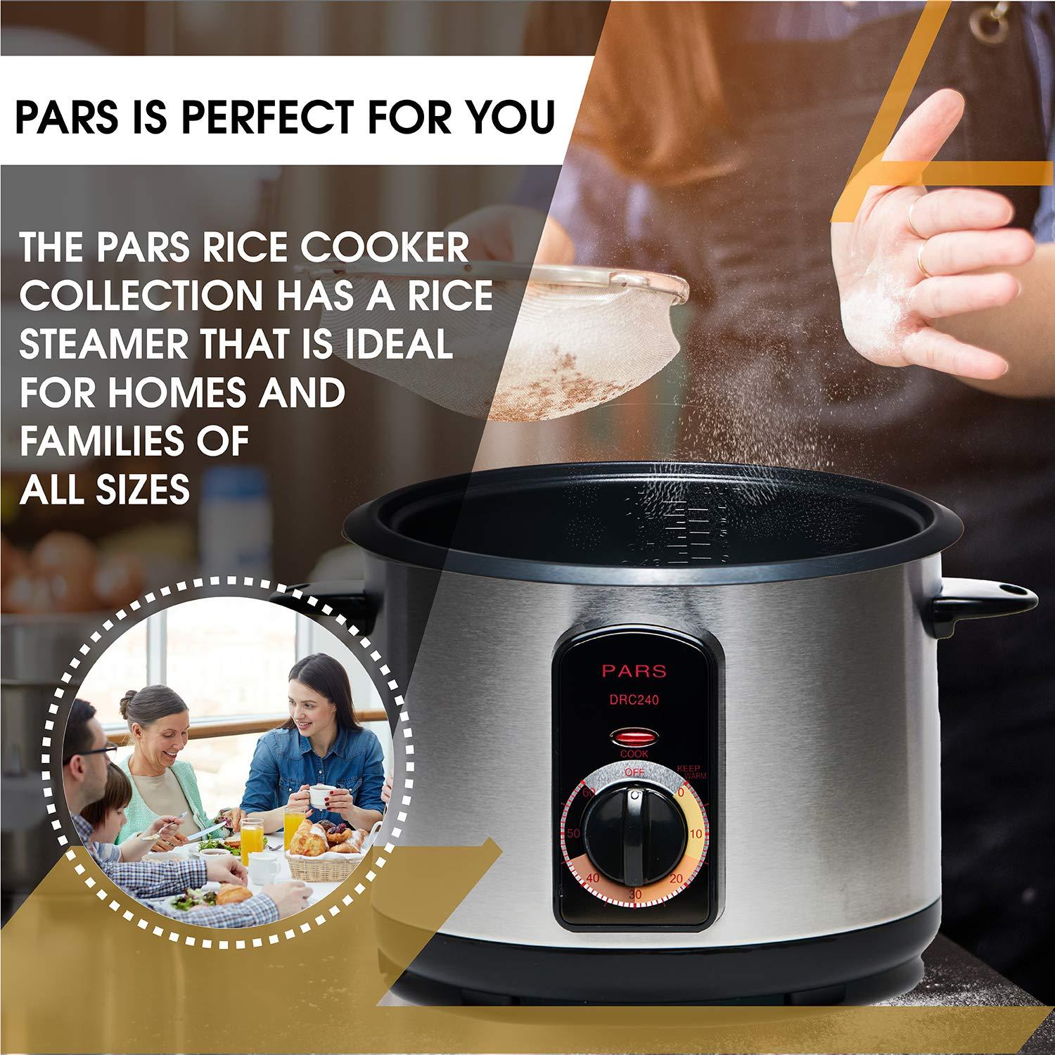 Pars Persian 15 Cup Stainless Steel Automatic Electric Steamed Rice Cooker Maker