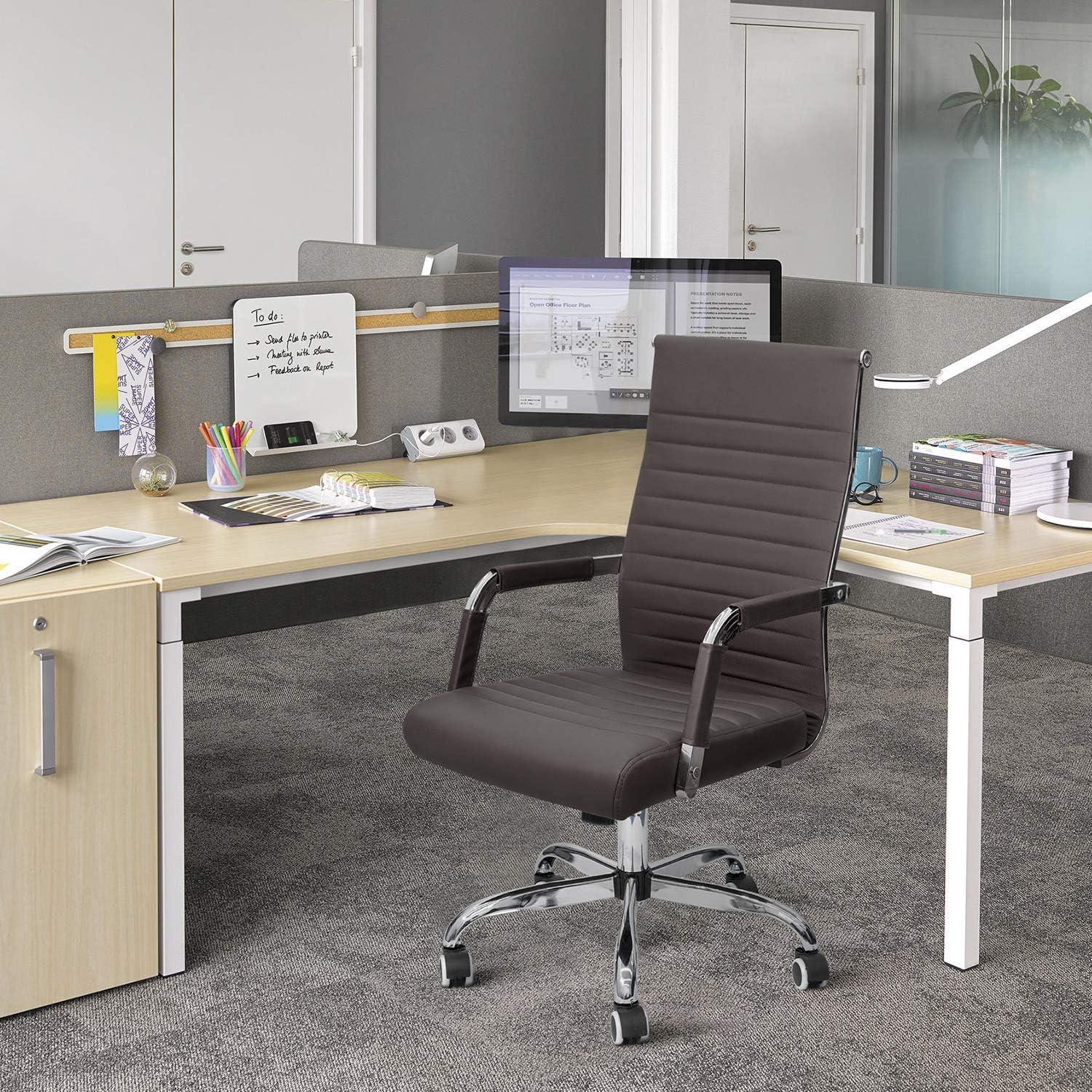 LACOO Mid-Back Faux Leather Desk Chair - Gray