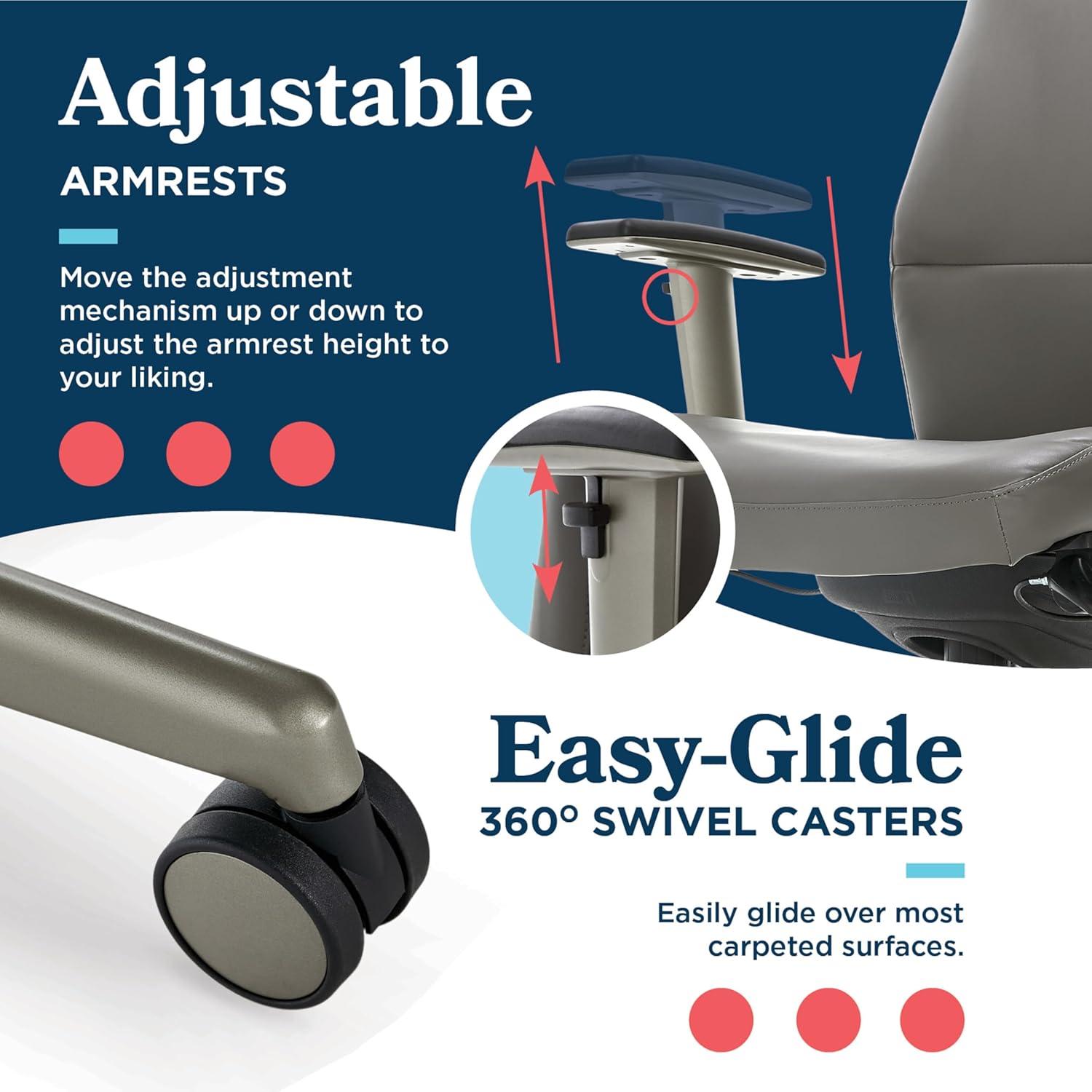 La-Z-Boy Baylor Bonded Leather Adjustable Ergonomic Executive Office Chair with Lumbar Support