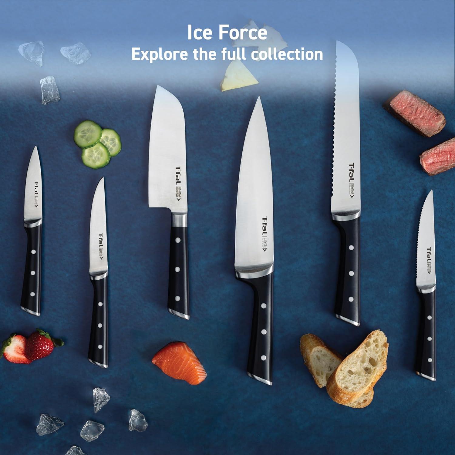 Ice Force 11-Piece Stainless Steel Knife Block Set with Black Handles