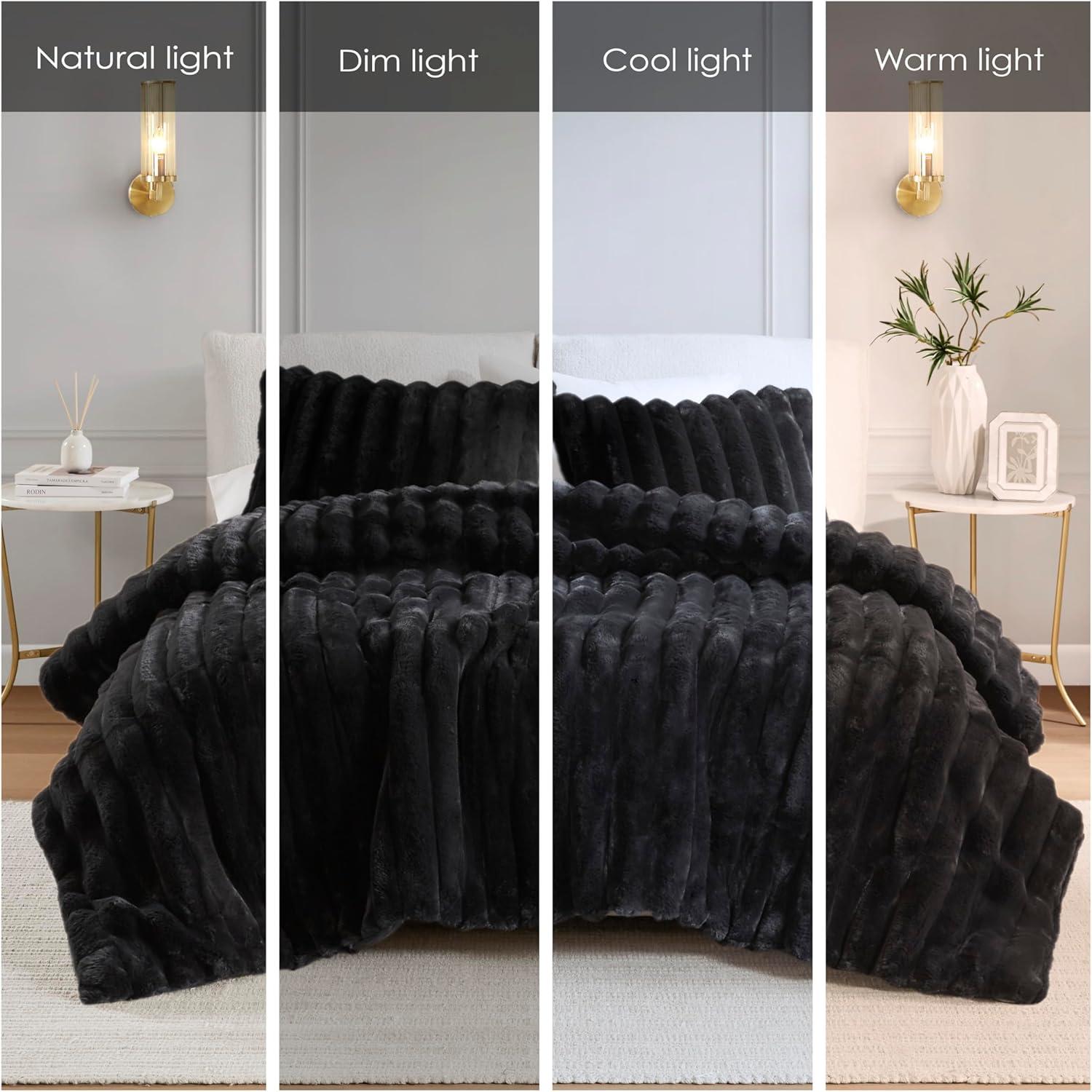 Madison Park Jasmine 3 Piece Ultrasoft Faux Fur Ribbed Comforter Set