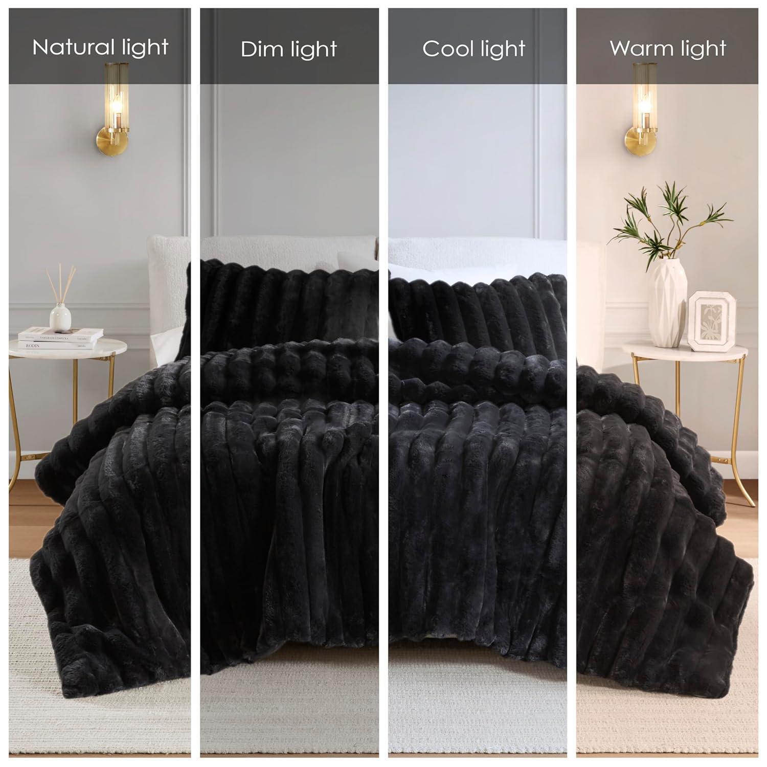 Madison Park Jasmine 3 Piece Ultrasoft Faux Fur Ribbed Comforter Set