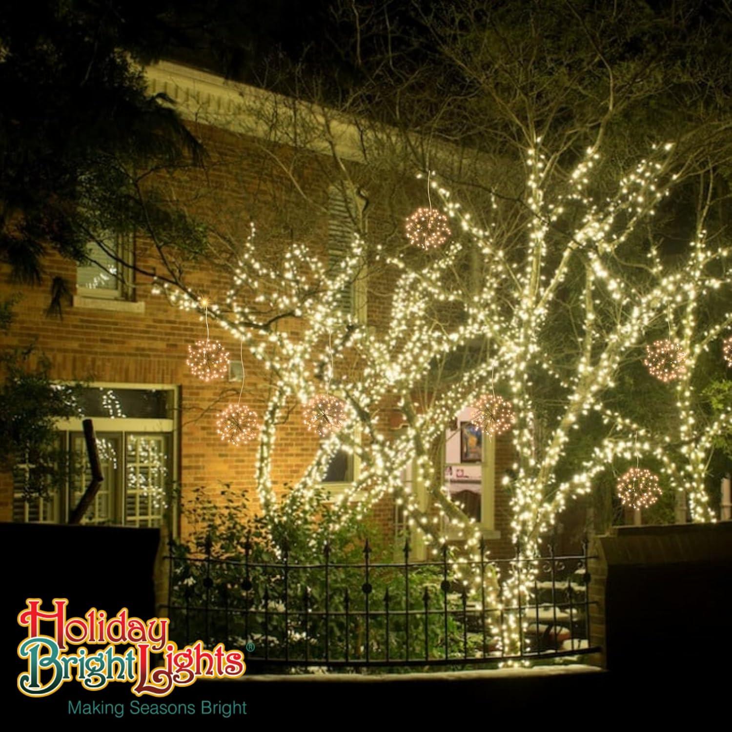 Celebrations Platinum LED Warm White Shimmer Sphere 16 in. Hanging Decor