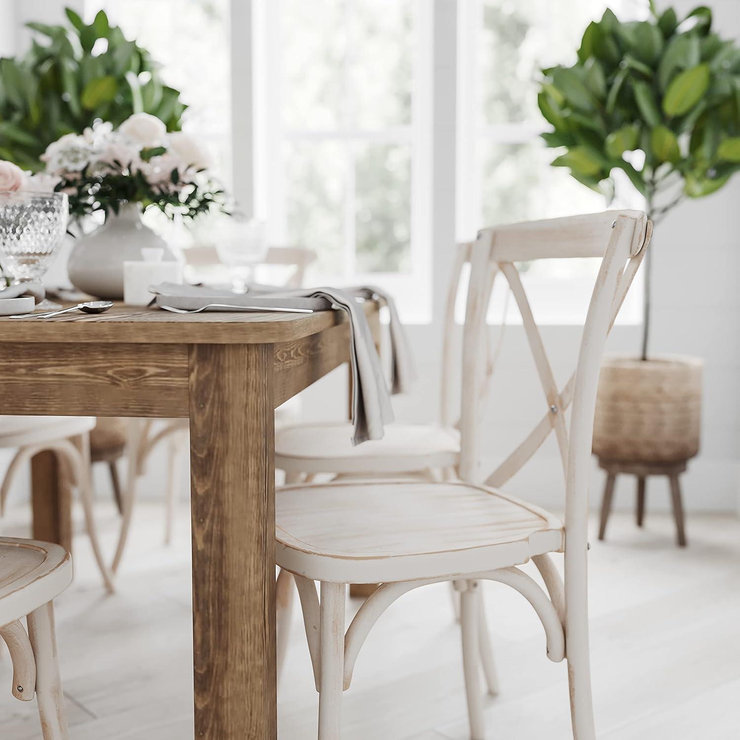 Merrick Lane Rectangular Antique Solid Pine Farm Dining Table