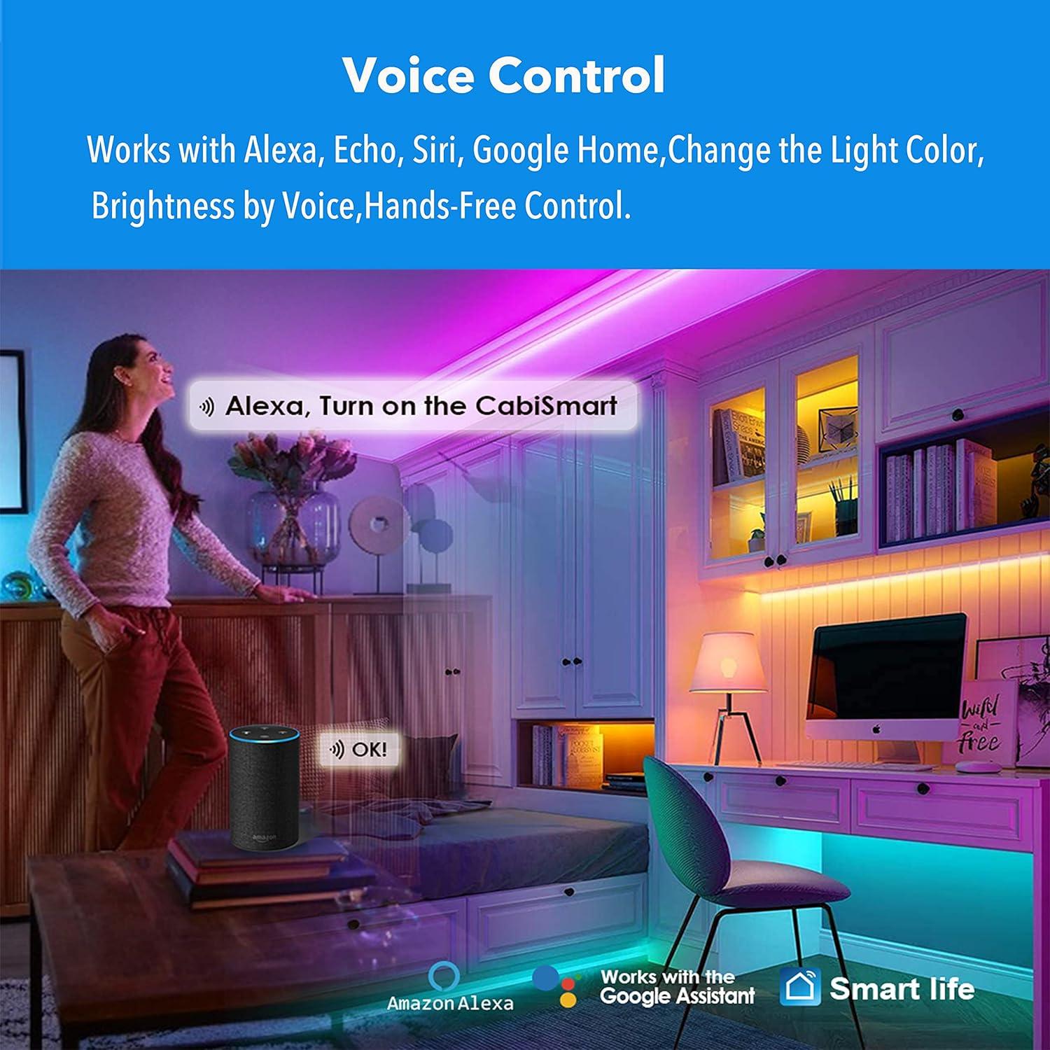 Smart RGB LED Strip Lights with Voice Control and Remote