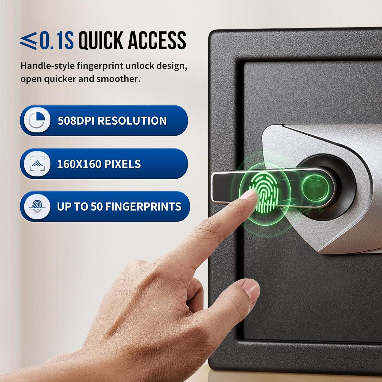 Safe Box,Blacksmith 1.0 Cuft Biometric Safes Lock Box with Fingerprint and Keypad,Security Money Safe Lock Cabinet Money Vault with Fireproof Document Bag and Removable Shelf,Black