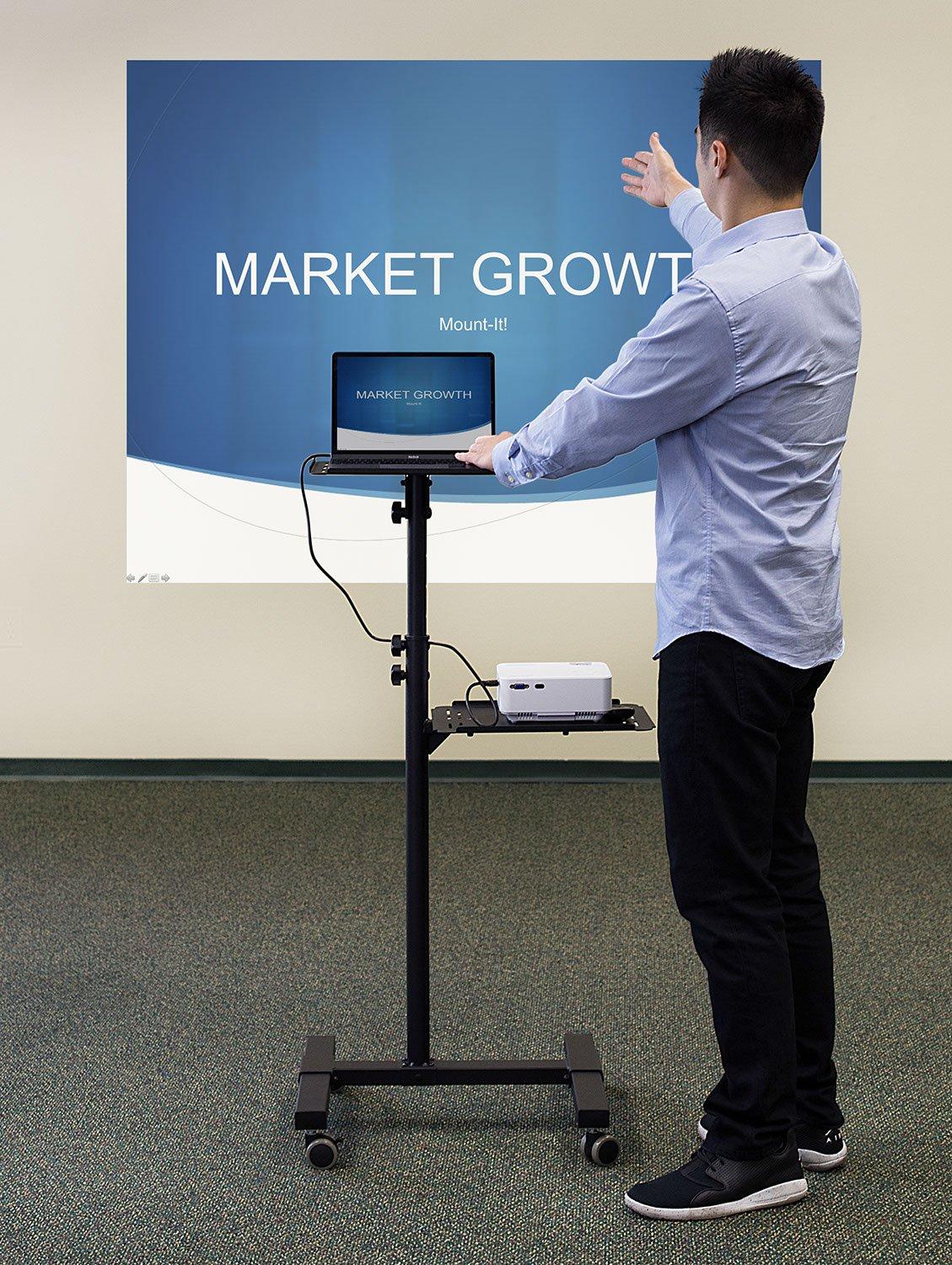 Mount-it Mount-It! Mobile Projector and Laptop Stand with 2 Shelves, Rolling Cart