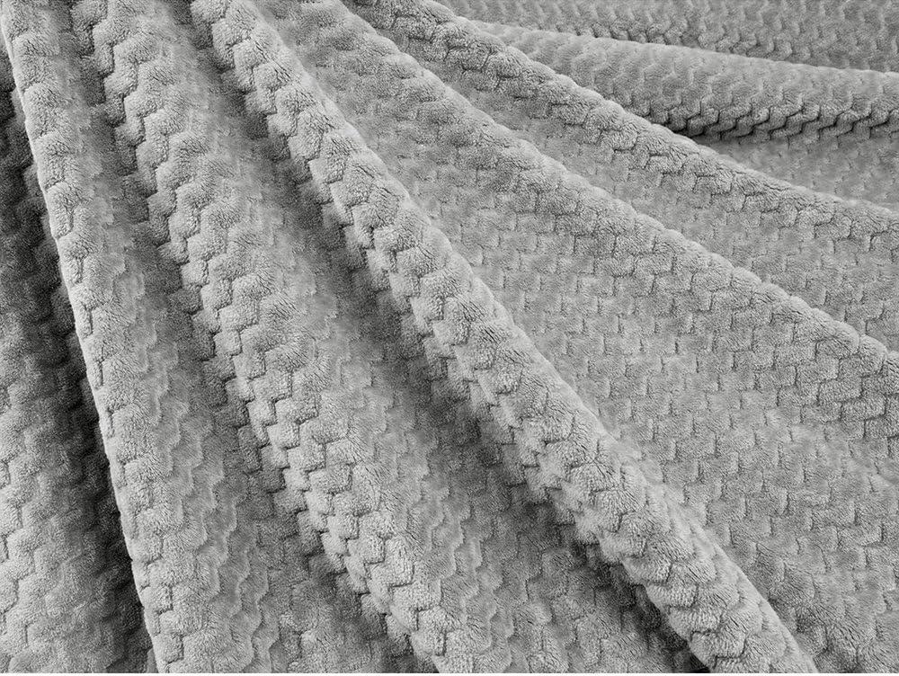 PAVILIA Soft Fleece Blanket Throw for Couch, Lightweight Plush Warm Blankets for Bed Sofa with Jacquard Pattern, Gray/Throw - 50x60