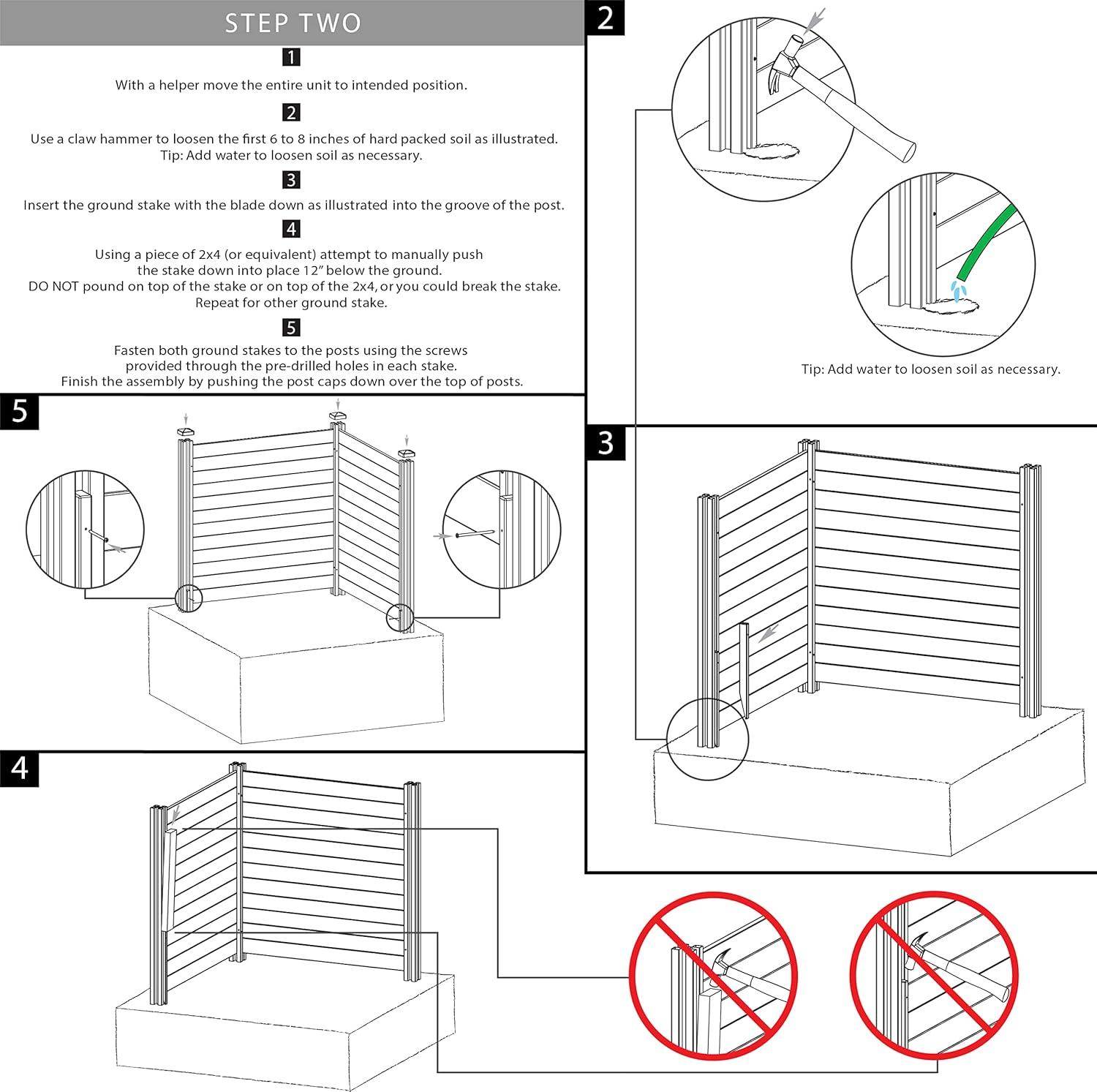 4ft H x 4ft W (2 Panels) No Dig Enclo Premium White Vinyl Privacy Screen, Outdoor Privacy Panels, Use As Air Conditioner Fence, Trash Can Enclosure, Pool Equipment Enclosure, ZP19014