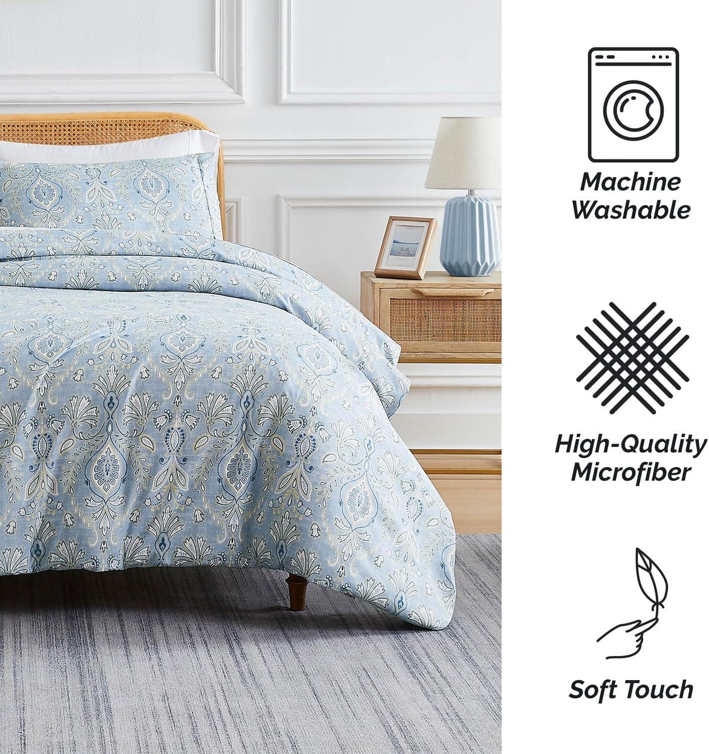 Southshore Fine Living Paisley Grace Oversized 2-Piece Comforter Set with sham Blue Twin / Twin XL