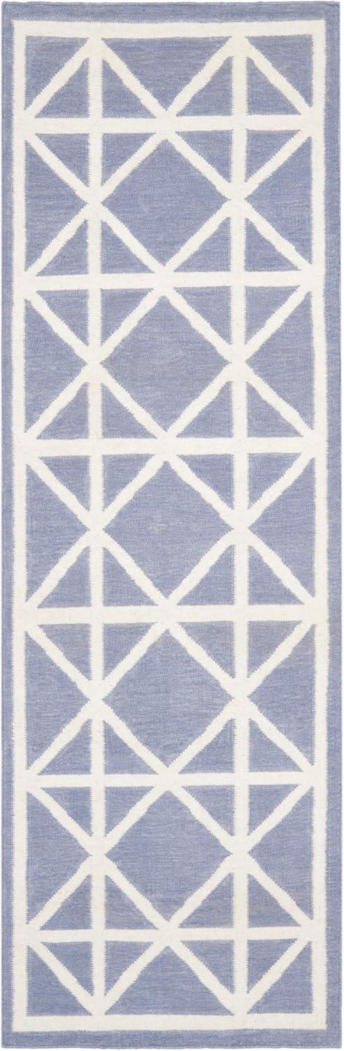 SAFAVIEH Dhurrie Anne Geometric Moroccan Wool Runner Rug, Purple/Ivory, 2'6" x 8'